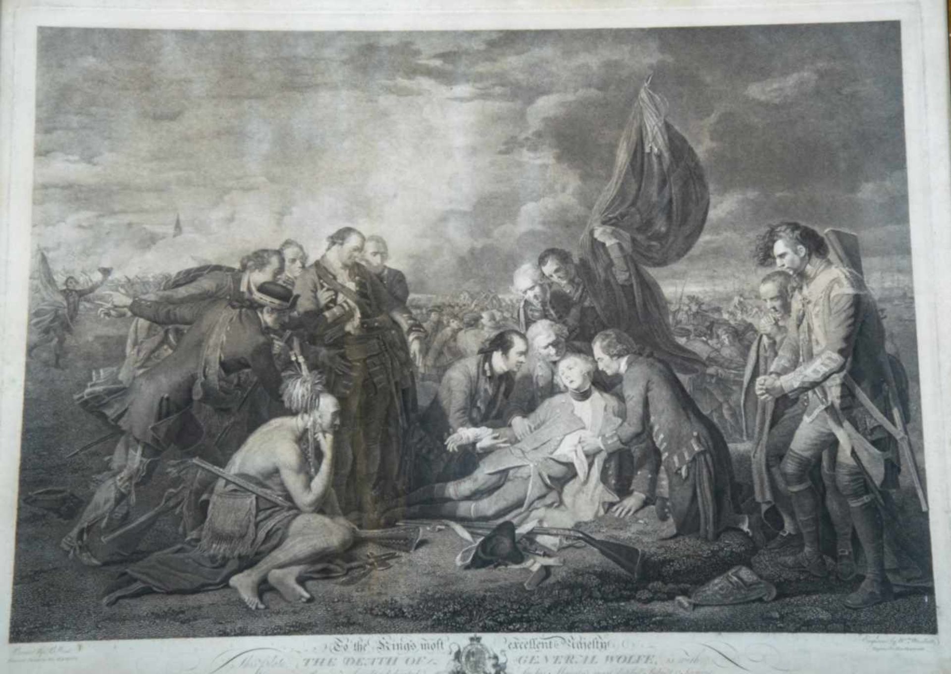 "The Death of General Wolfe", Platte ca. 48 x 62 cm. Kupferstich des Theodor Falckeysen um 1790, - Image 2 of 6