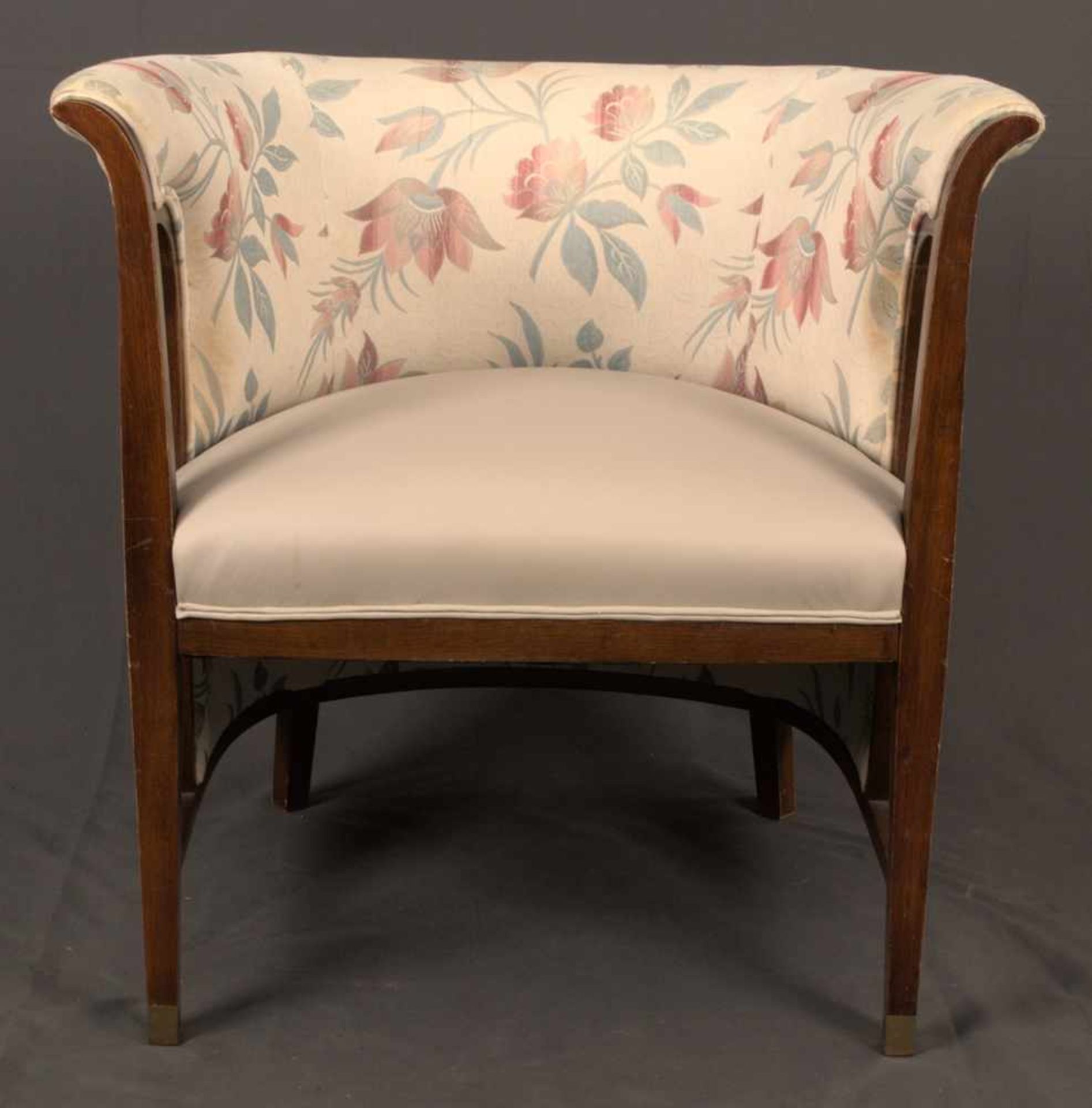 Wiener Polstersessel, hufeisenförmiges, gepolstertes Sesselgestell mit geraden, knatigen Beinen (die - Image 17 of 19