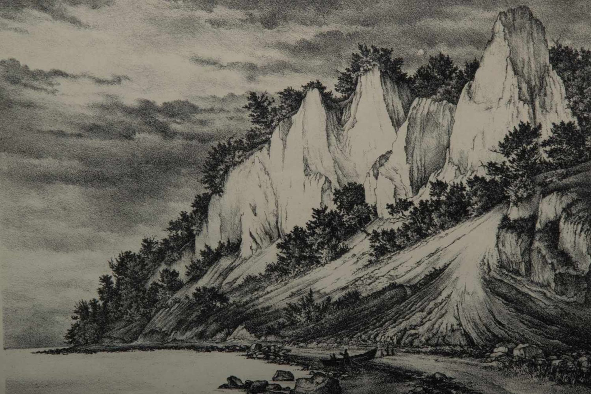 "Steilküste Rügen", signierte Radierung, signiert J. Maurer, Platte ca. 24 x 32 cm, Rahmen - Image 5 of 6