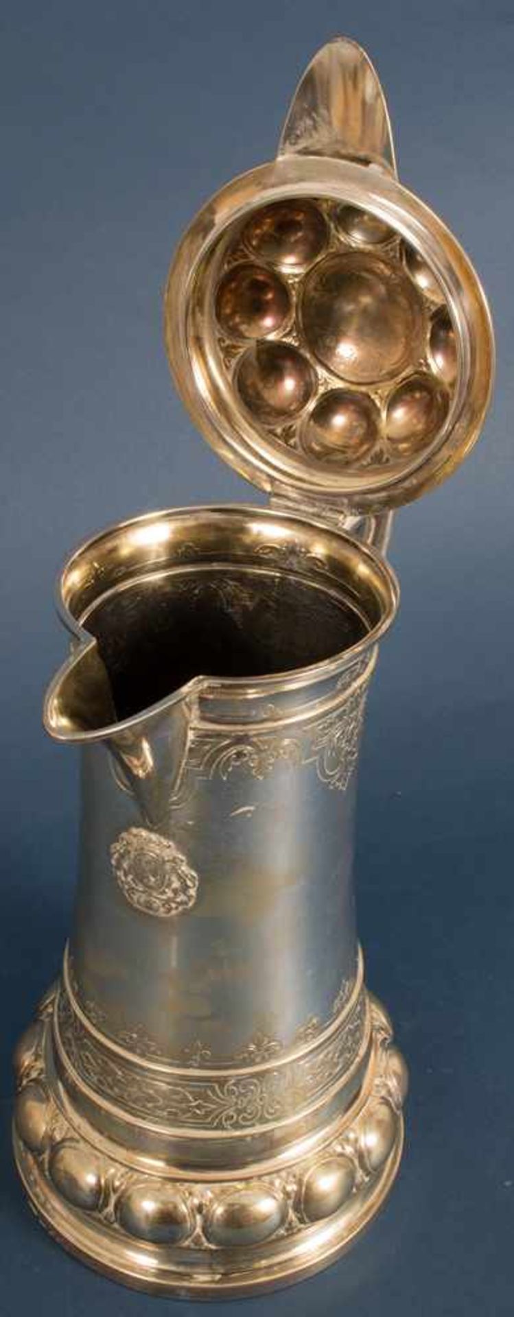 Prachtvolle Schenkkanne, Historismus, Wilkens/Bremen um 1900, 800er Silber massiv, ca. 1640 gr, Höhe - Bild 12 aus 21
