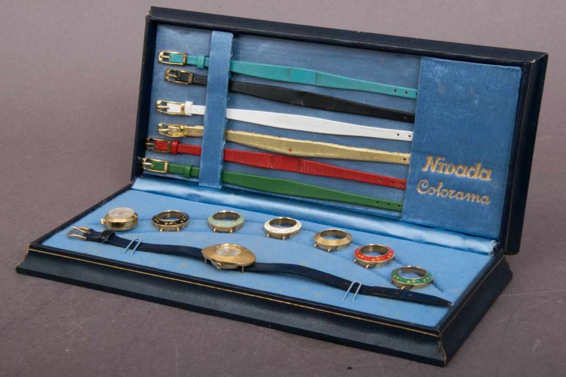 NIVADA "COLORAMA" Damenarmbanduhr der 1960er/70er Jahre, 2(!!!) vergoldete Damenuhren mit