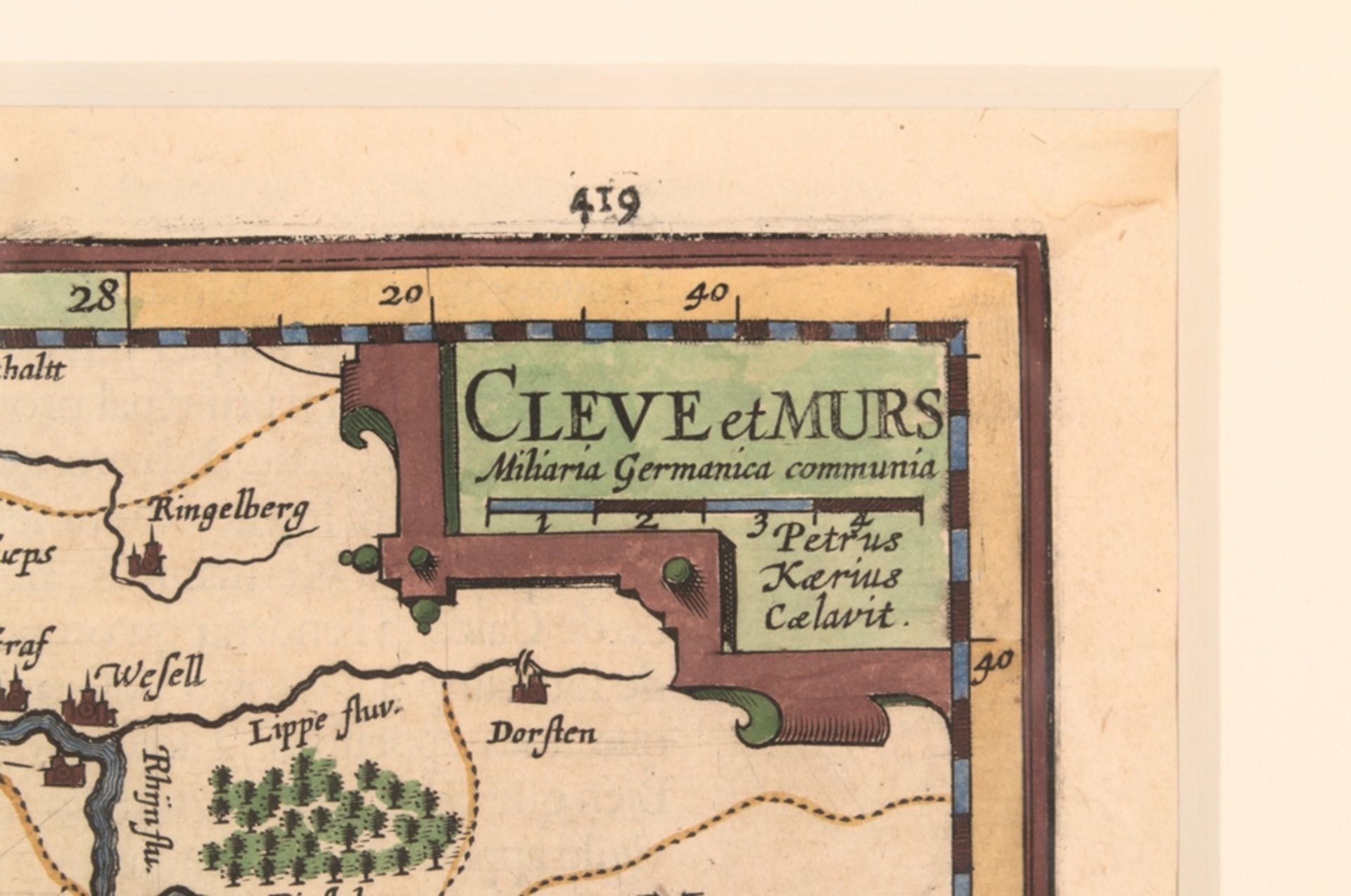 "CLEVE et Murs" - Das Herzogtum Kleve und die Grafschaft Moers. Kolorierte Kupferstichkarte von - Image 3 of 10