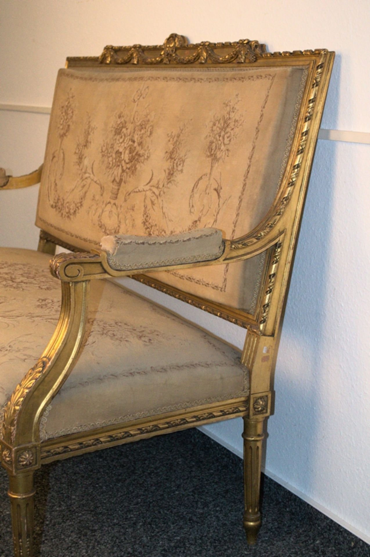 Prachtvolles Kanapee, Louis XVI-Stil, Frankreich um 1890. Zweisitzige, gepolsterte Sitzbank, - Image 11 of 12