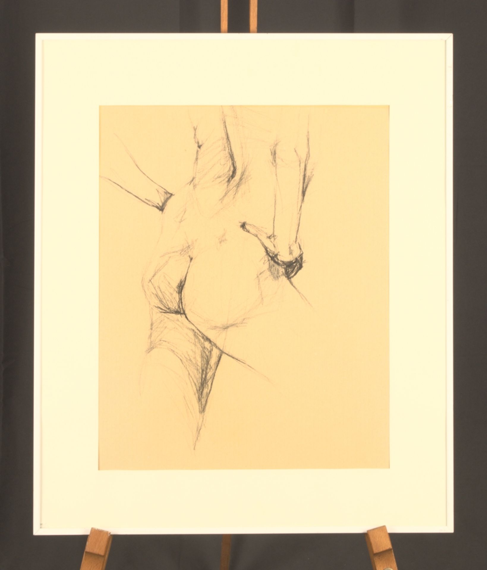 "Rückansicht" eines Mannes. Unsignierte Bleistiftzeichnung, Anfang 20. Jhd., Abbildung ca. 45 x 35