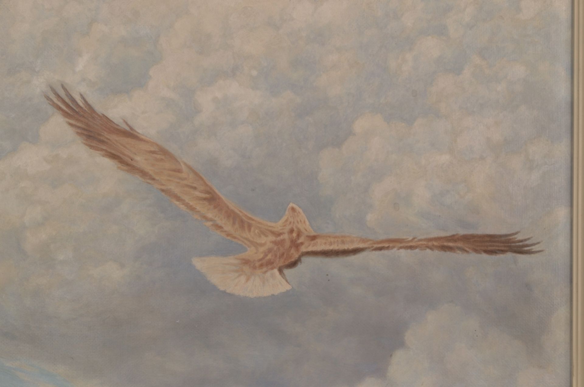 "Fliegende Adler" - Gemälde, Öl auf Leinwand, ca. 74 x 69 cm, signiert & datiert "H. Hecke 1968". - Image 7 of 7