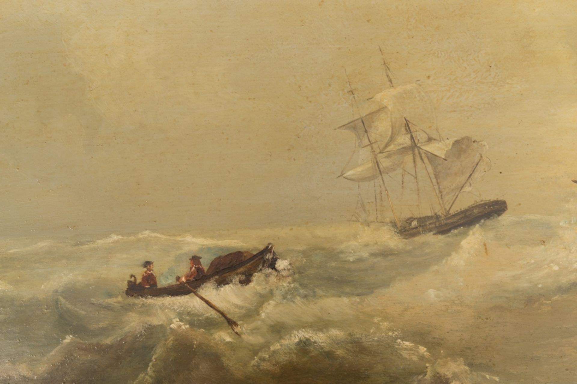 "Stürmische See" - Gemälde, Öl auf Holztafel, ca. 34 x 42 cm, unsignierte Arbeit, akademische - Bild 5 aus 7