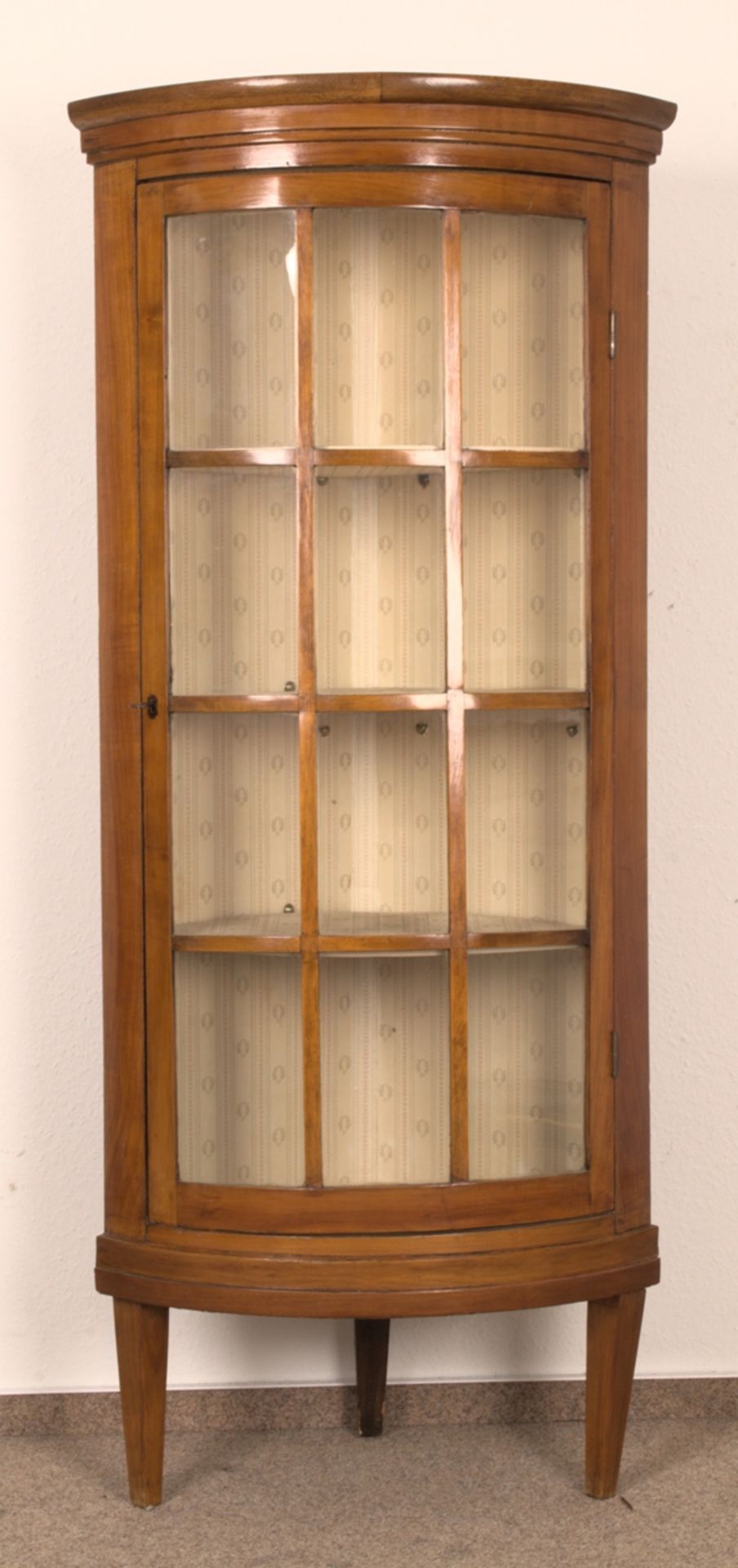 Eintüriger Eckvitrinenschrank, Biedermeier 19. Jhd., viertelkreisrund, versprosste Tür, versch. - Bild 2 aus 16