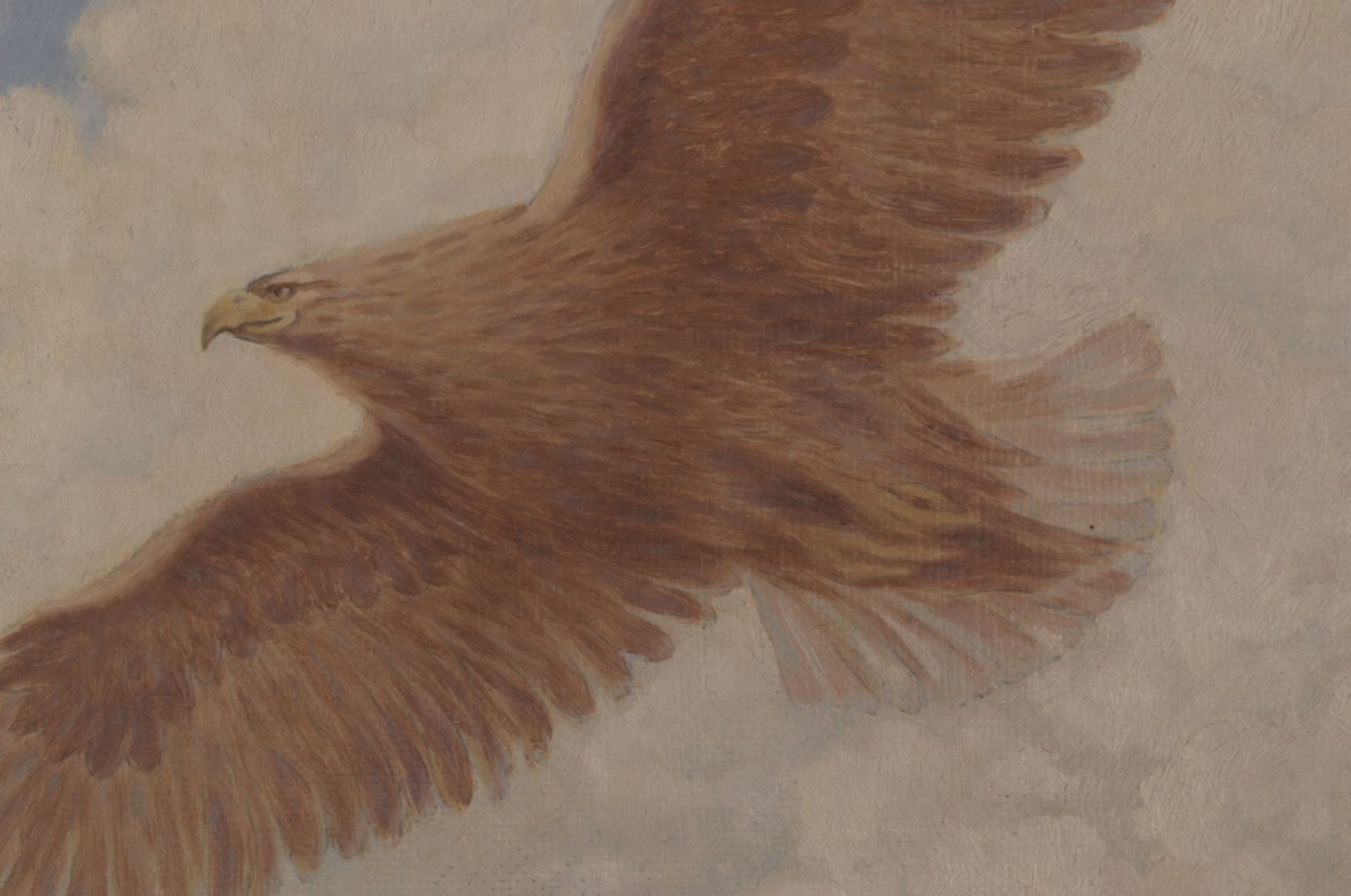 "Fliegende Adler" - Gemälde, Öl auf Leinwand, ca. 74 x 69 cm, signiert & datiert "H. Hecke 1968". - Image 4 of 7