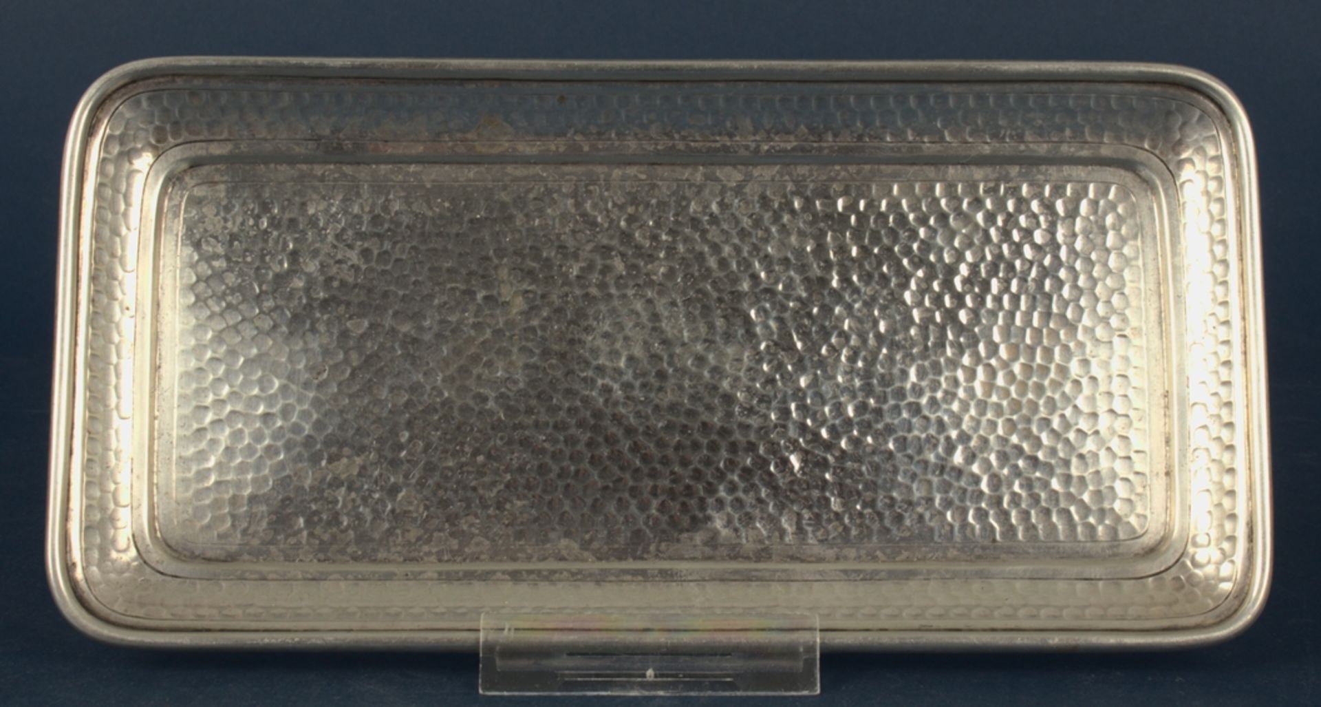 Rechteckiges 800er Silber-Tablett mit Hammerschlagdekor, ca. 214 gr. schwere Handarbeit von F. - Bild 2 aus 9
