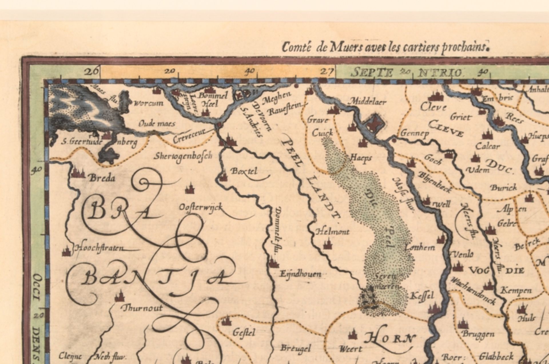 "CLEVE et Murs" - Das Herzogtum Kleve und die Grafschaft Moers. Kolorierte Kupferstichkarte von - Image 5 of 10