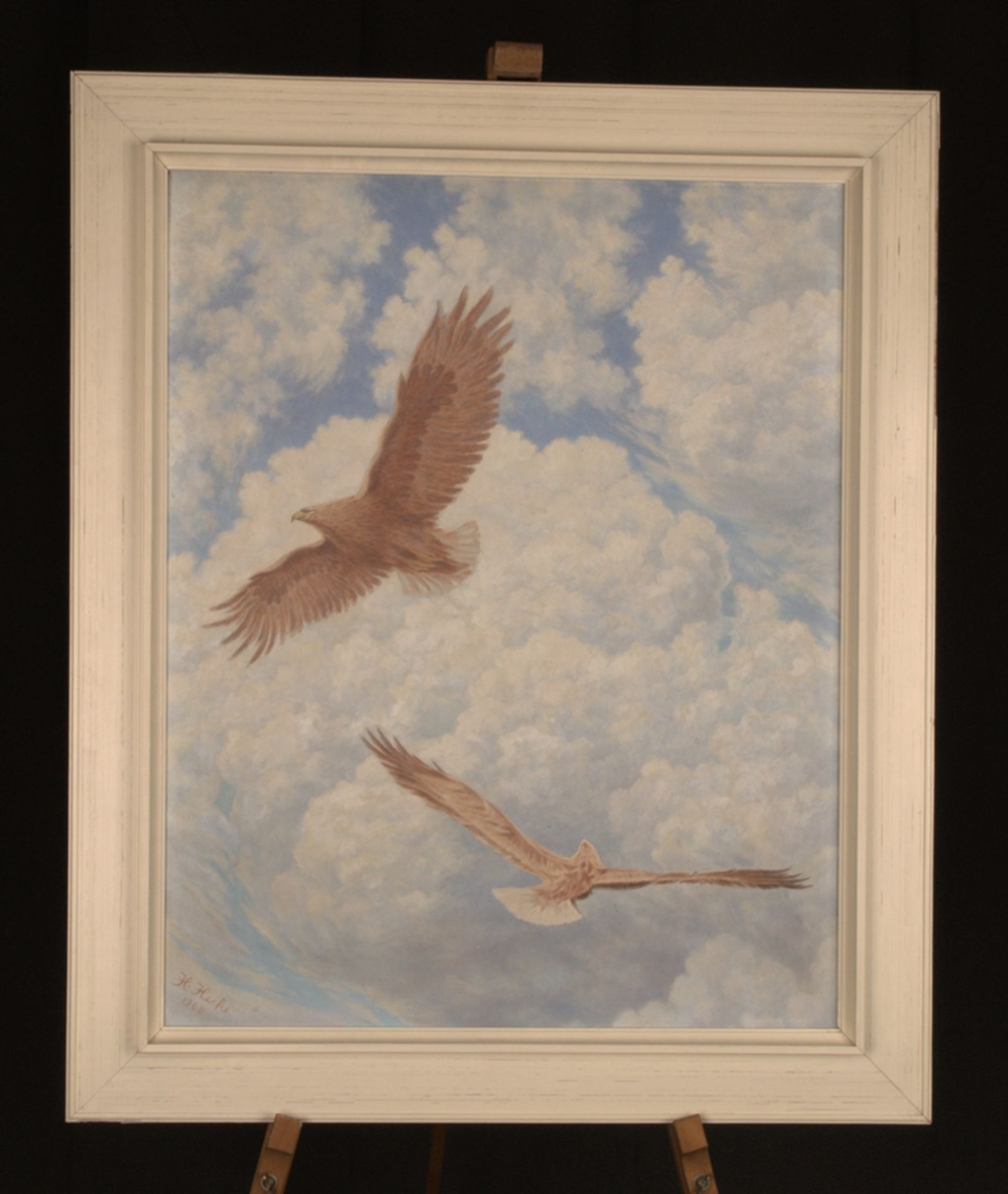 "Fliegende Adler" - Gemälde, Öl auf Leinwand, ca. 74 x 69 cm, signiert & datiert "H. Hecke 1968".