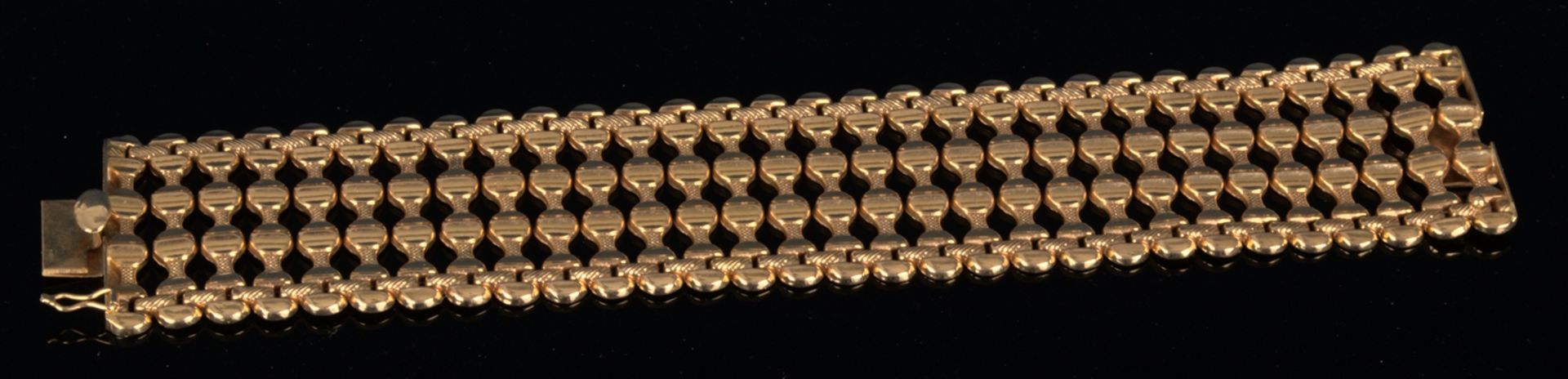 Schweres, sehr breites Gliederarmband, 18 K Gelbgold, Länge ca. 20 cm, Breite ca. 4 cm, ca. 42 gr. - Bild 10 aus 12