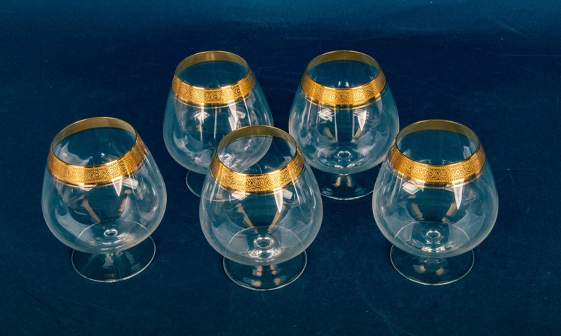Theresienthal'er Glasmanufaktur. 5 Cognac-Schwenker/Cognacgläser, farbloses Kristallglas mit - Image 3 of 3