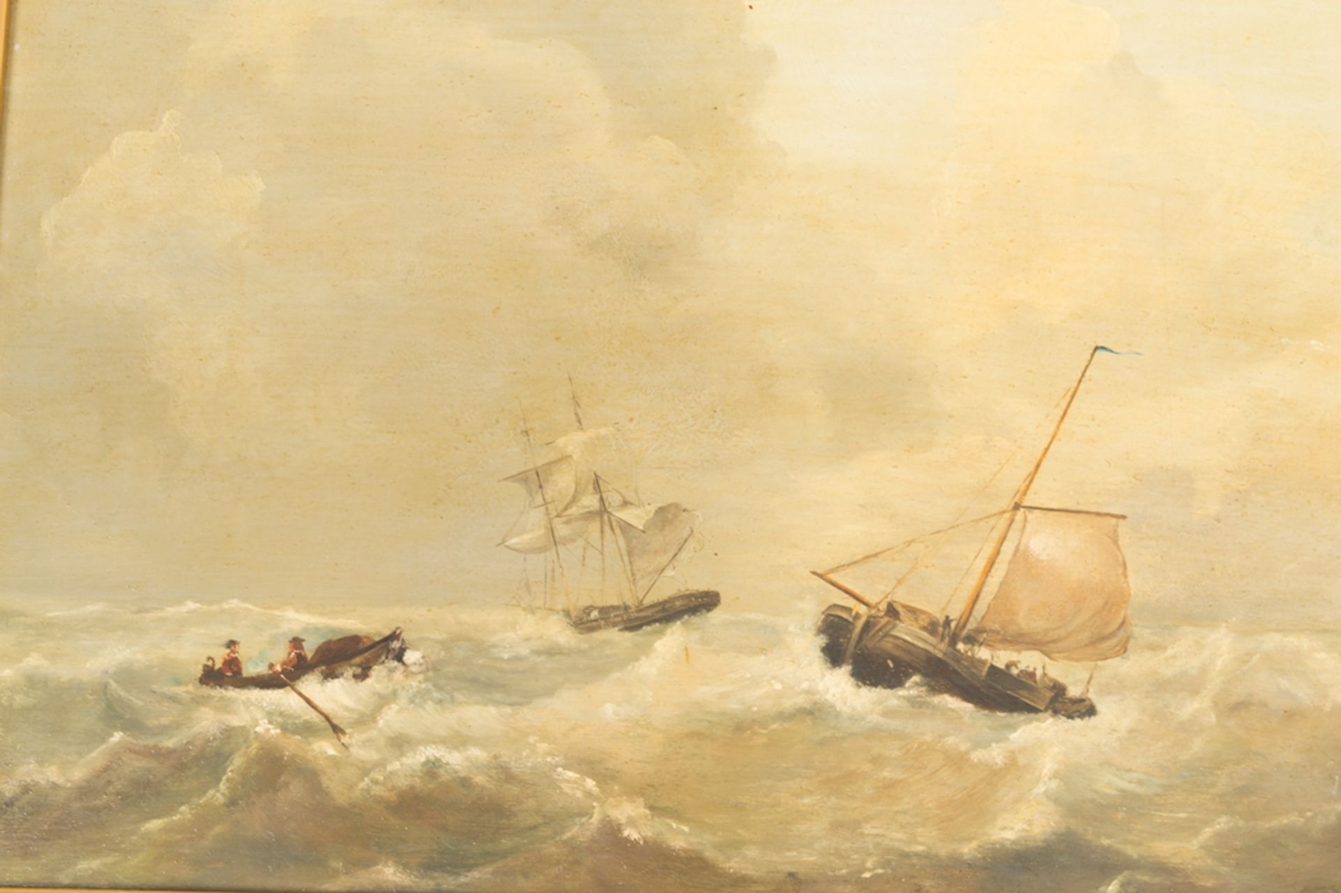 "Stürmische See" - Gemälde, Öl auf Holztafel, ca. 34 x 42 cm, unsignierte Arbeit, akademische - Bild 3 aus 7