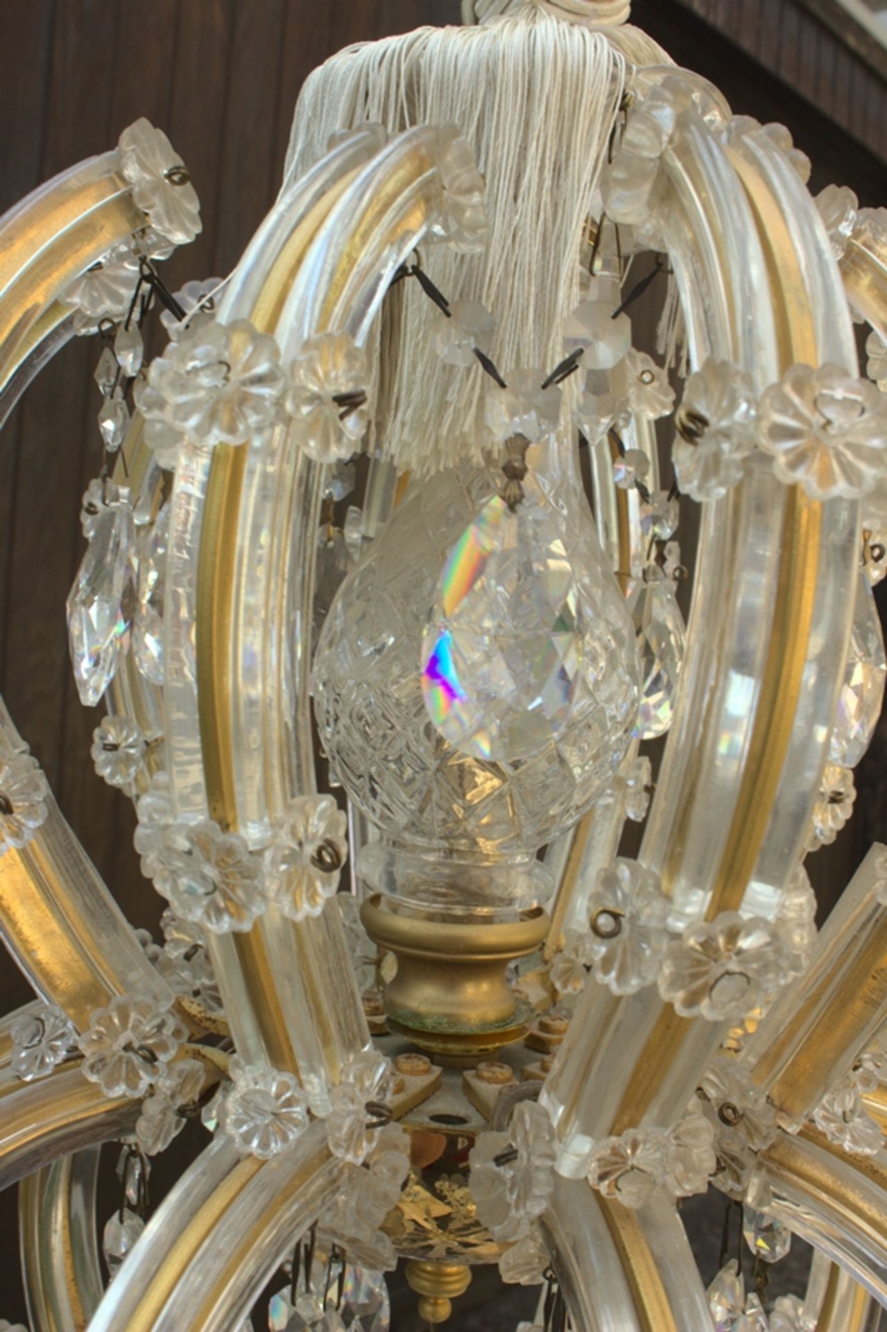 Paar imposanter 15flammiger, zweistöckiger Kristallglas-Lüster, lt. mündlicher Überlieferung bei - Bild 15 aus 15
