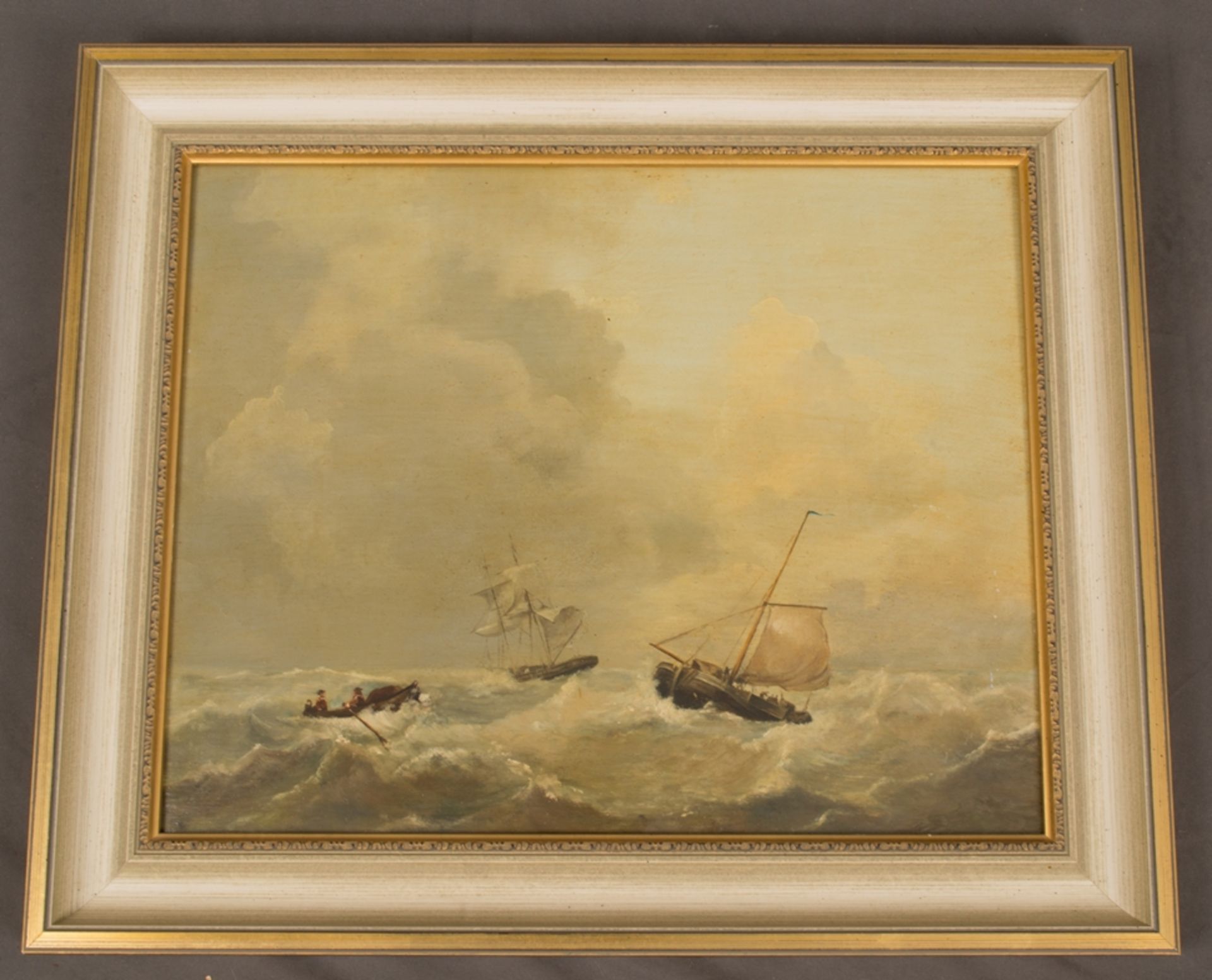 "Stürmische See" - Gemälde, Öl auf Holztafel, ca. 34 x 42 cm, unsignierte Arbeit, akademische - Bild 2 aus 7