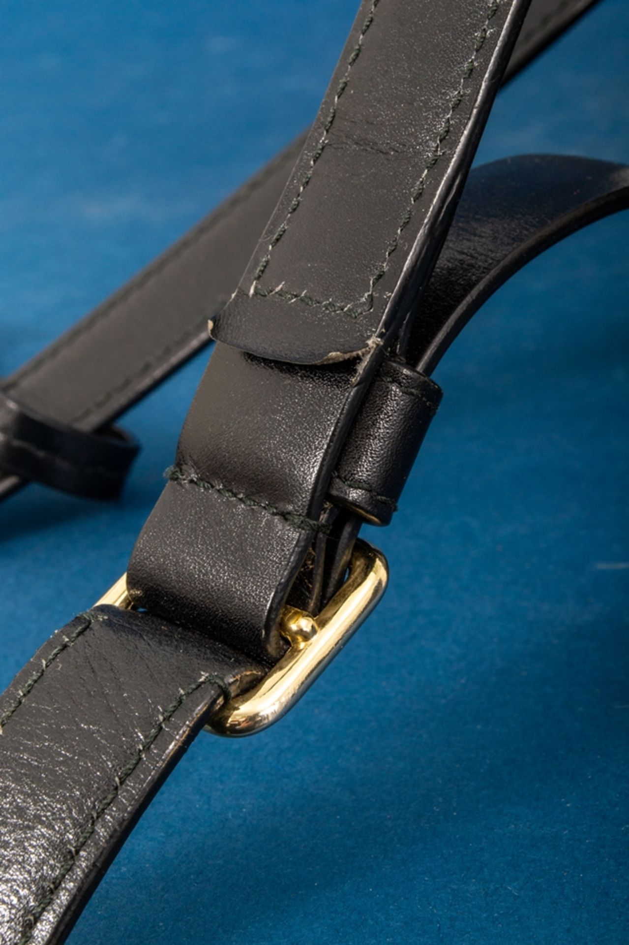 JIL SANDER - Damenhandtasche/Umhängetasche, schwarzes Leder mit polierten Messing-Beschlägen/ - Bild 7 aus 9