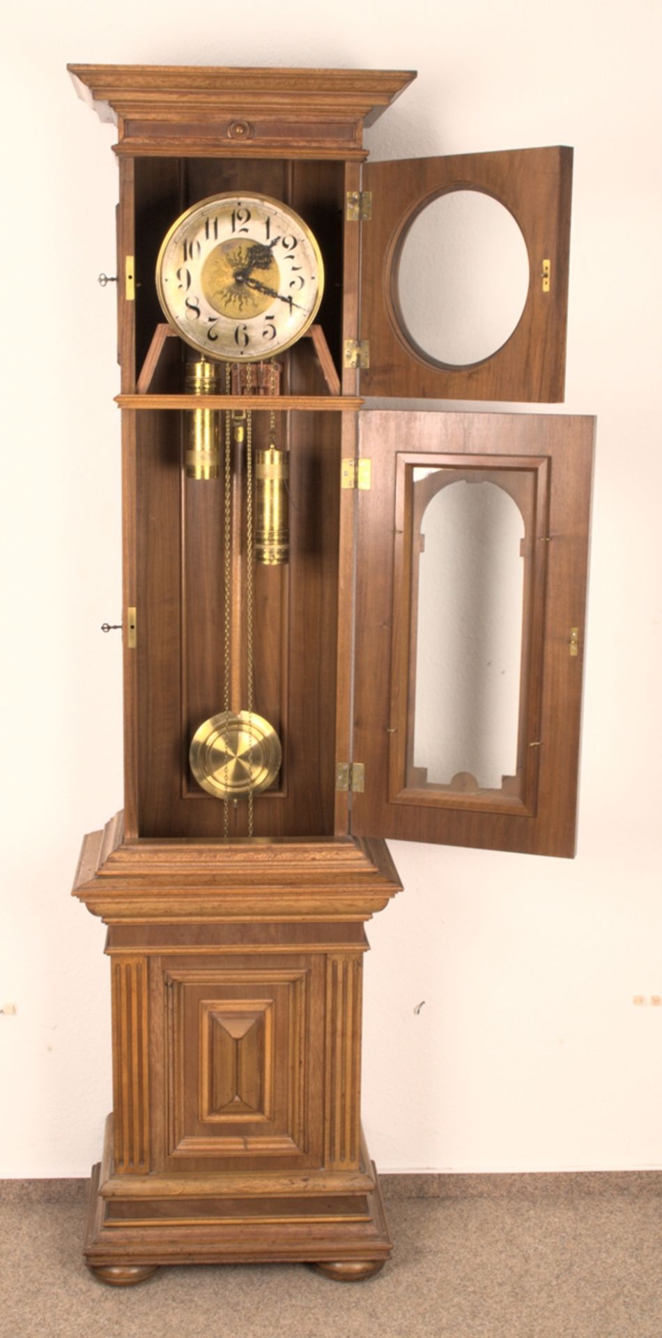 Antike Bodenstanduhr, Historismus um 1880/90, zweigewichtiges, ungeprüftes, mechanisches Uhrwerk der - Bild 4 aus 27