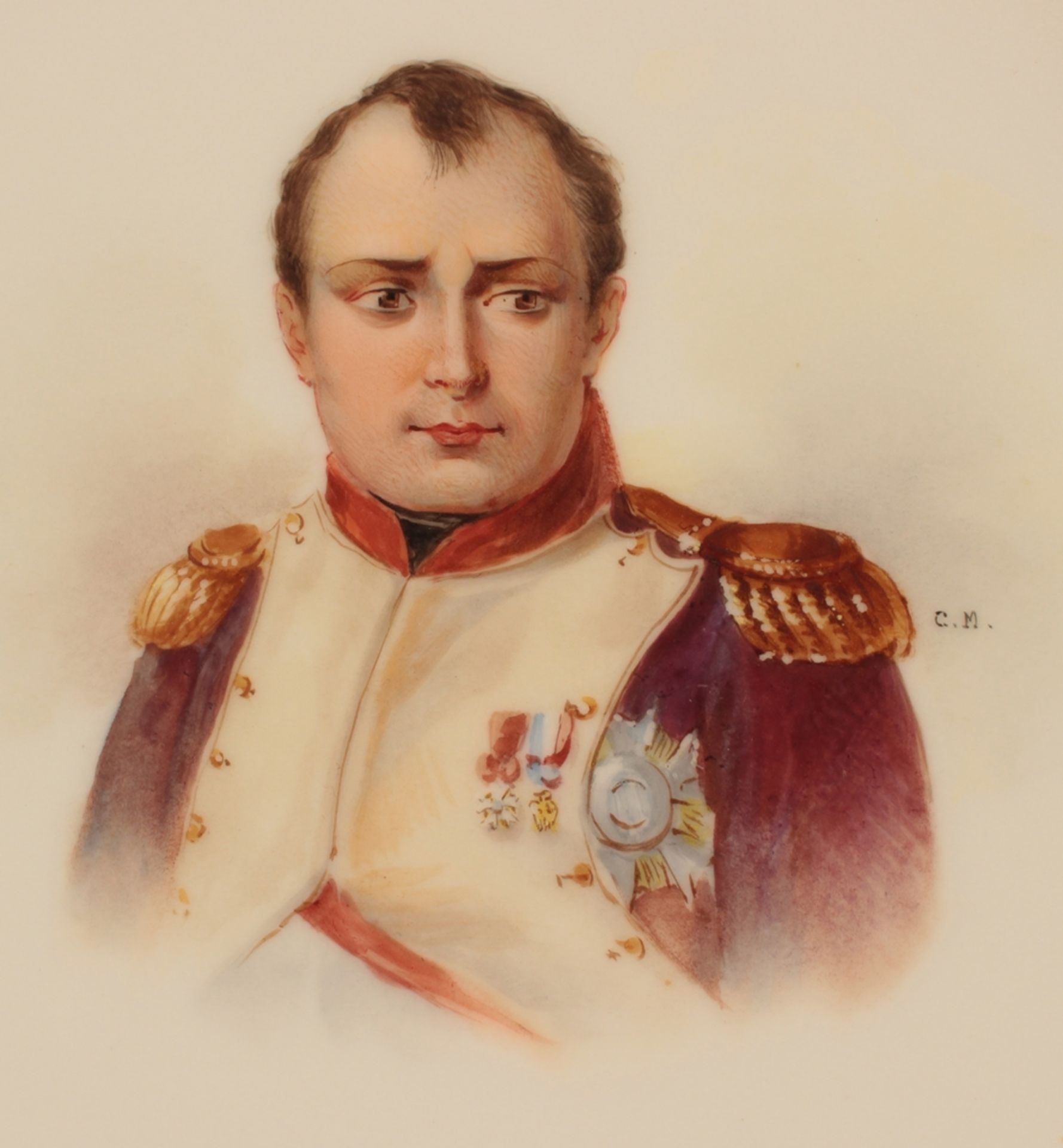 "NAPOLEON BONAPARTE" - Napoleon 1er. Handgemaltes Halbbildnis des franz. Kaisers auf ungemarktem, - Image 2 of 8