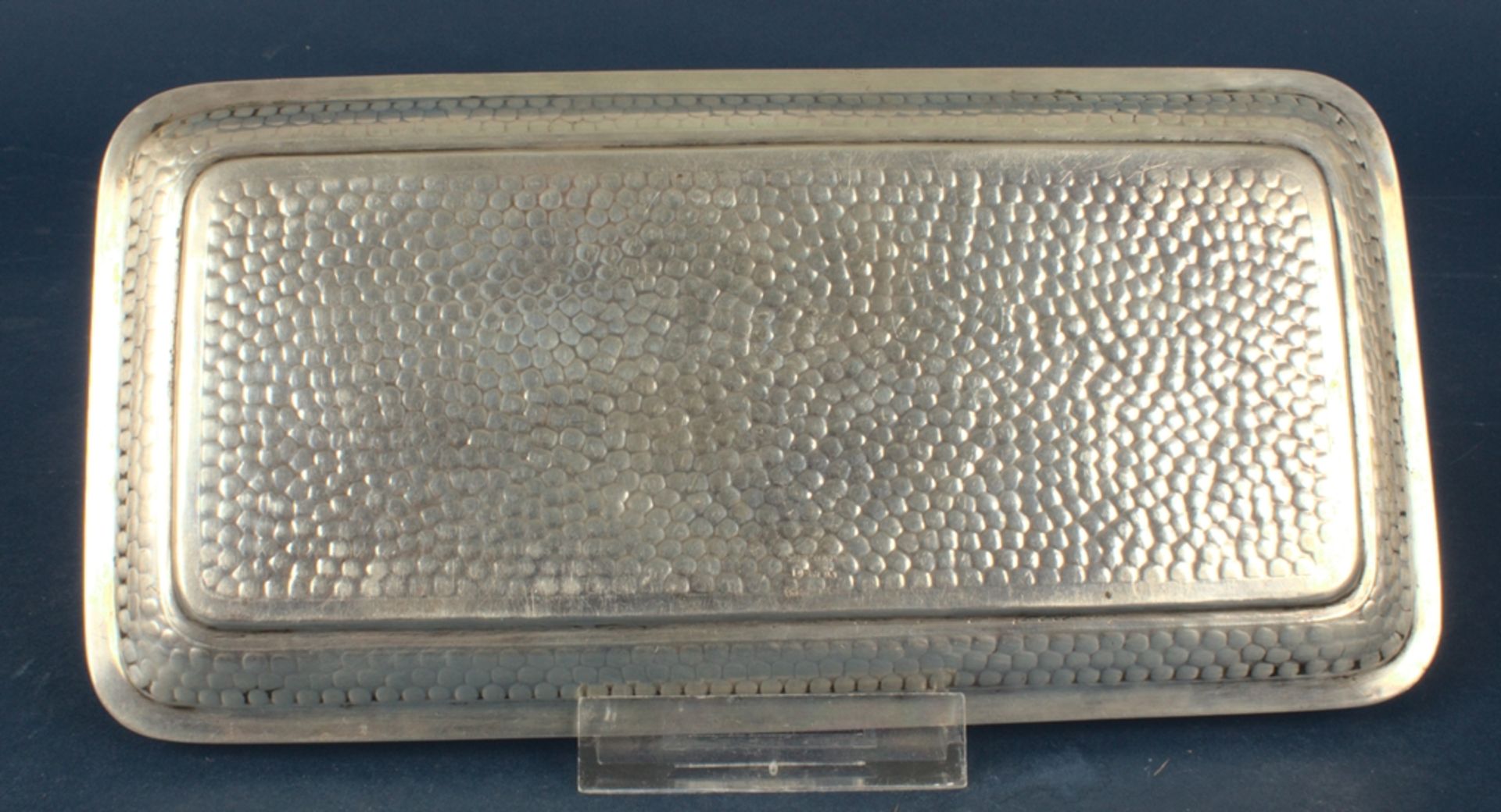 Rechteckiges 800er Silber-Tablett mit Hammerschlagdekor, ca. 214 gr. schwere Handarbeit von F. - Bild 7 aus 9