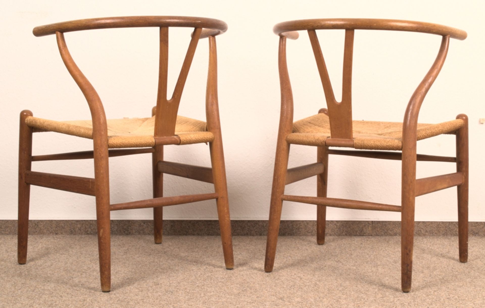 Paar "YPSILON No. 24 - Y-CHAIR'S". Carl Hansen & Son, Dänemark, Eiche geflochtene Sitzflächen, - Bild 4 aus 12