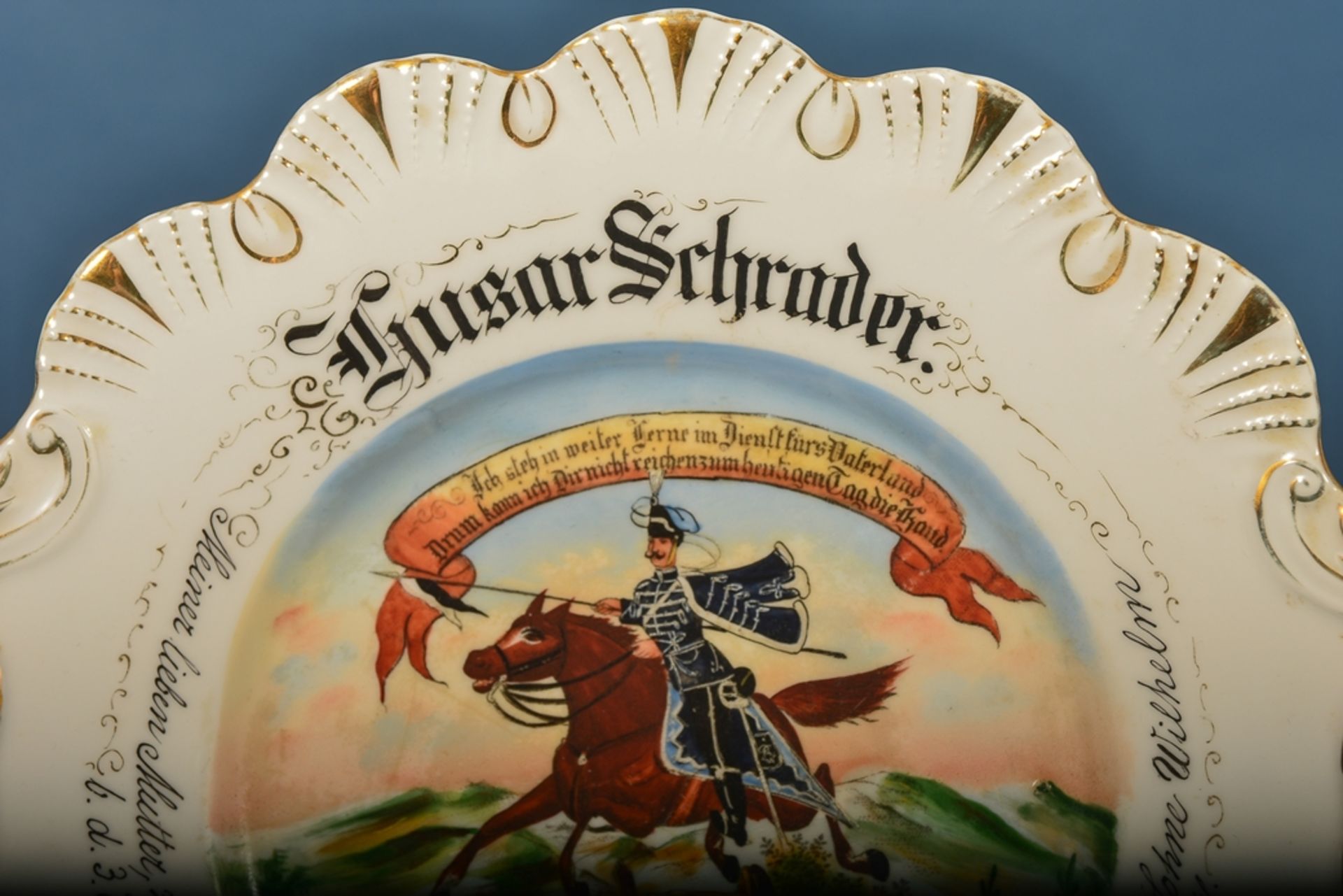 "HUSAR SCHRADER" - Erinnerungsteller des Wilhelm Schrader, Husar bei der 3. Eskadron Husaren - Bild 4 aus 6
