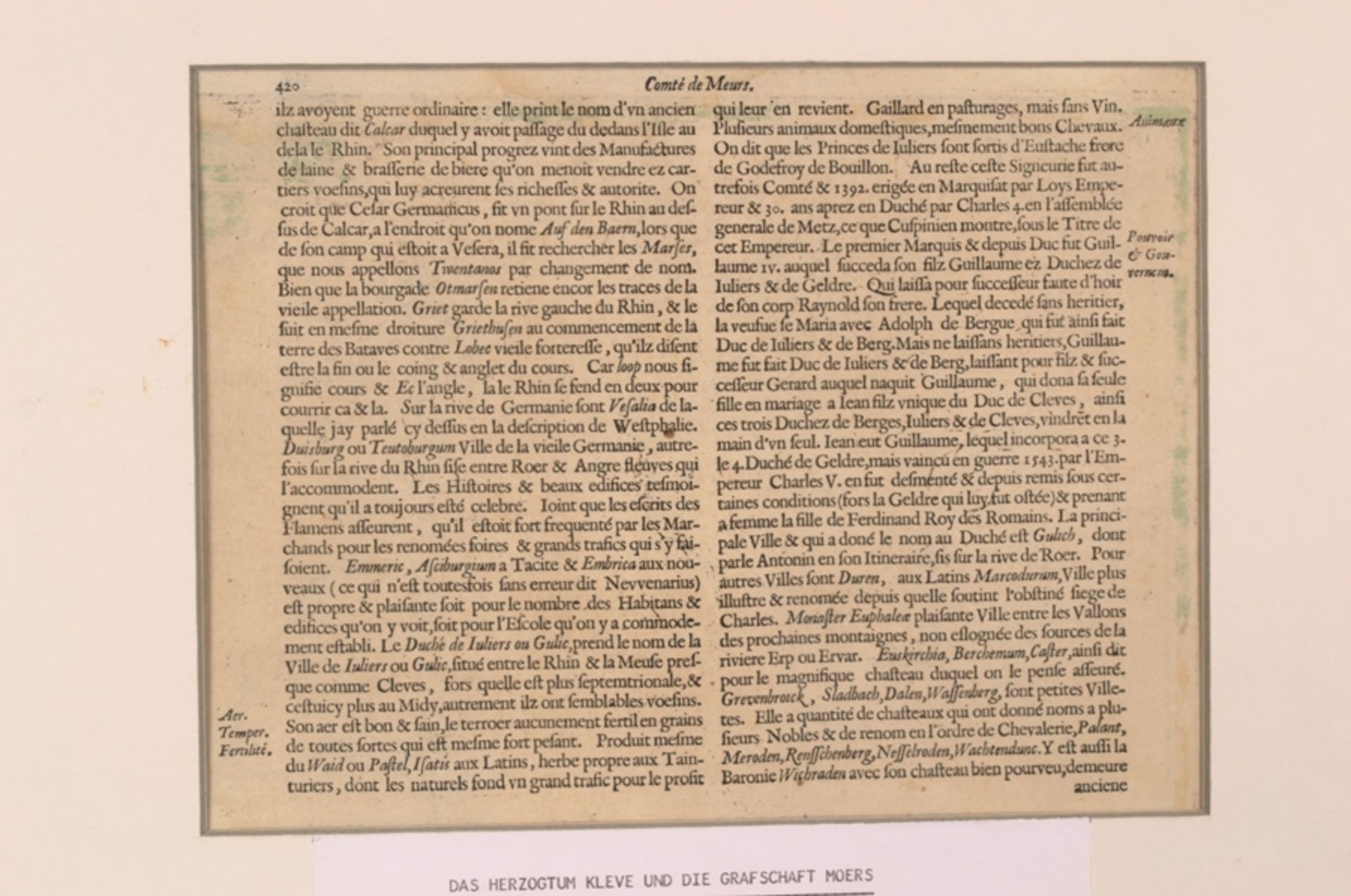 "CLEVE et Murs" - Das Herzogtum Kleve und die Grafschaft Moers. Kolorierte Kupferstichkarte von - Image 9 of 10