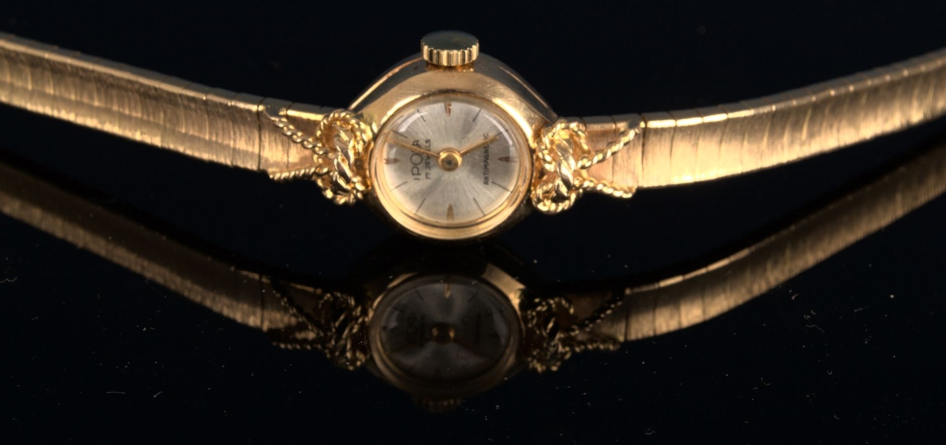 Schmuckvolle, filigrane "IPOSA" - Damenarmbanduhr, ungeprüftes mechanisches Uhrwerk mit 17