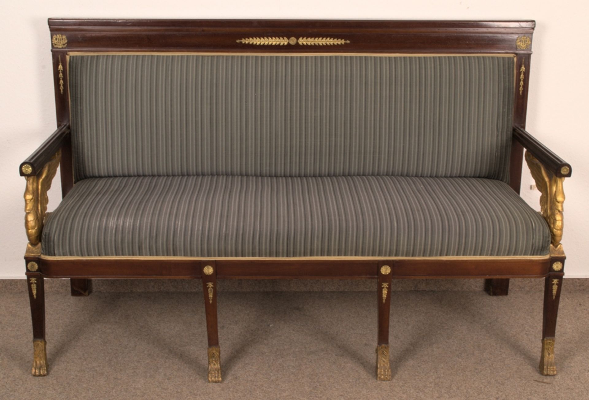 Elegantes Sofa/Sitzbank sog. "Kanapee", Second Empire, Frankreich um 1900. Mahagoni massiv & - Image 5 of 27