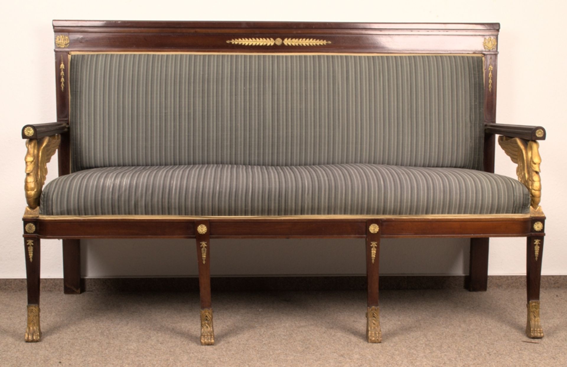 Elegantes Sofa/Sitzbank sog. "Kanapee", Second Empire, Frankreich um 1900. Mahagoni massiv & - Image 2 of 27