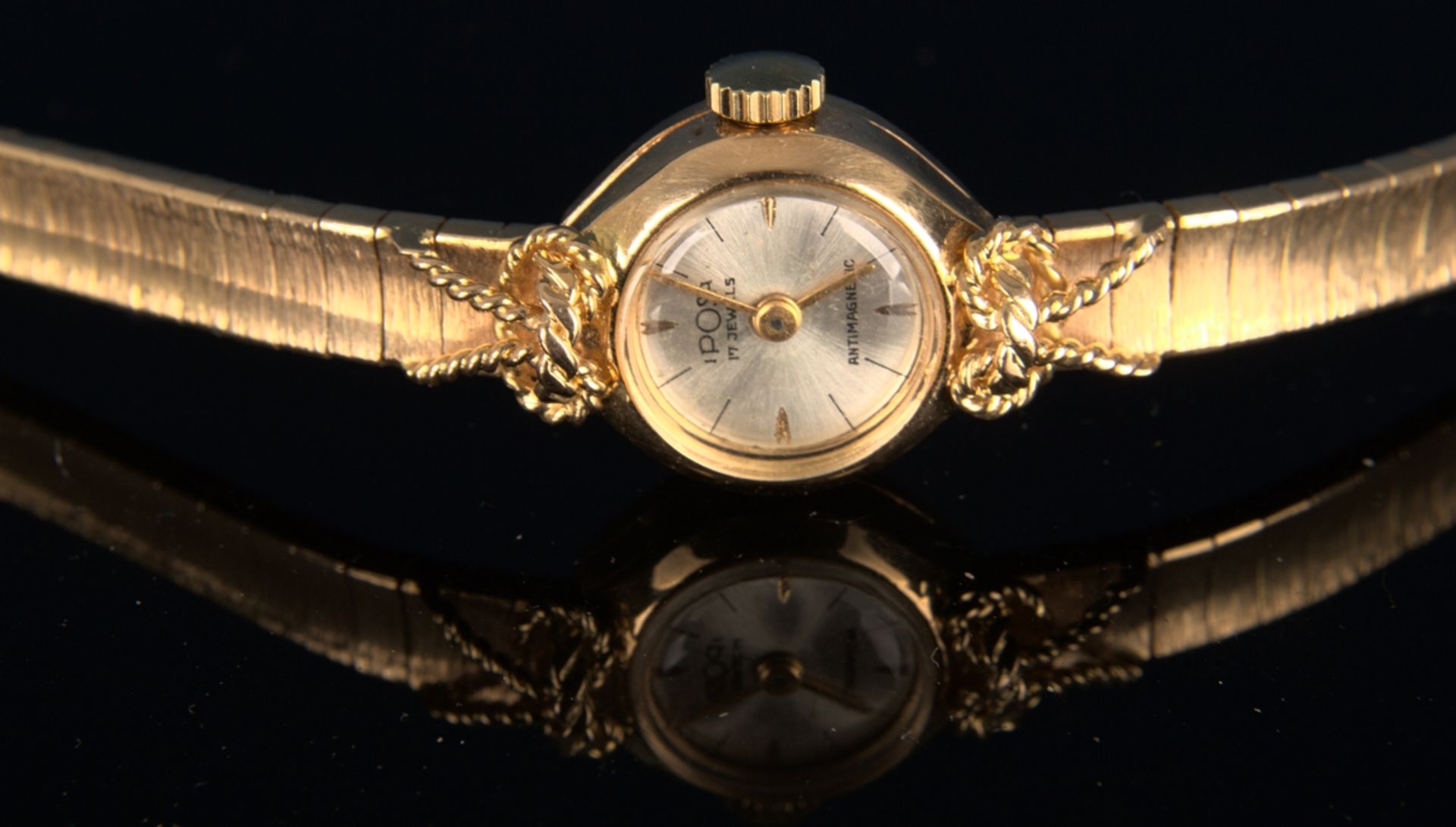 Schmuckvolle, filigrane "IPOSA" - Damenarmbanduhr, ungeprüftes mechanisches Uhrwerk mit 17 - Image 4 of 6