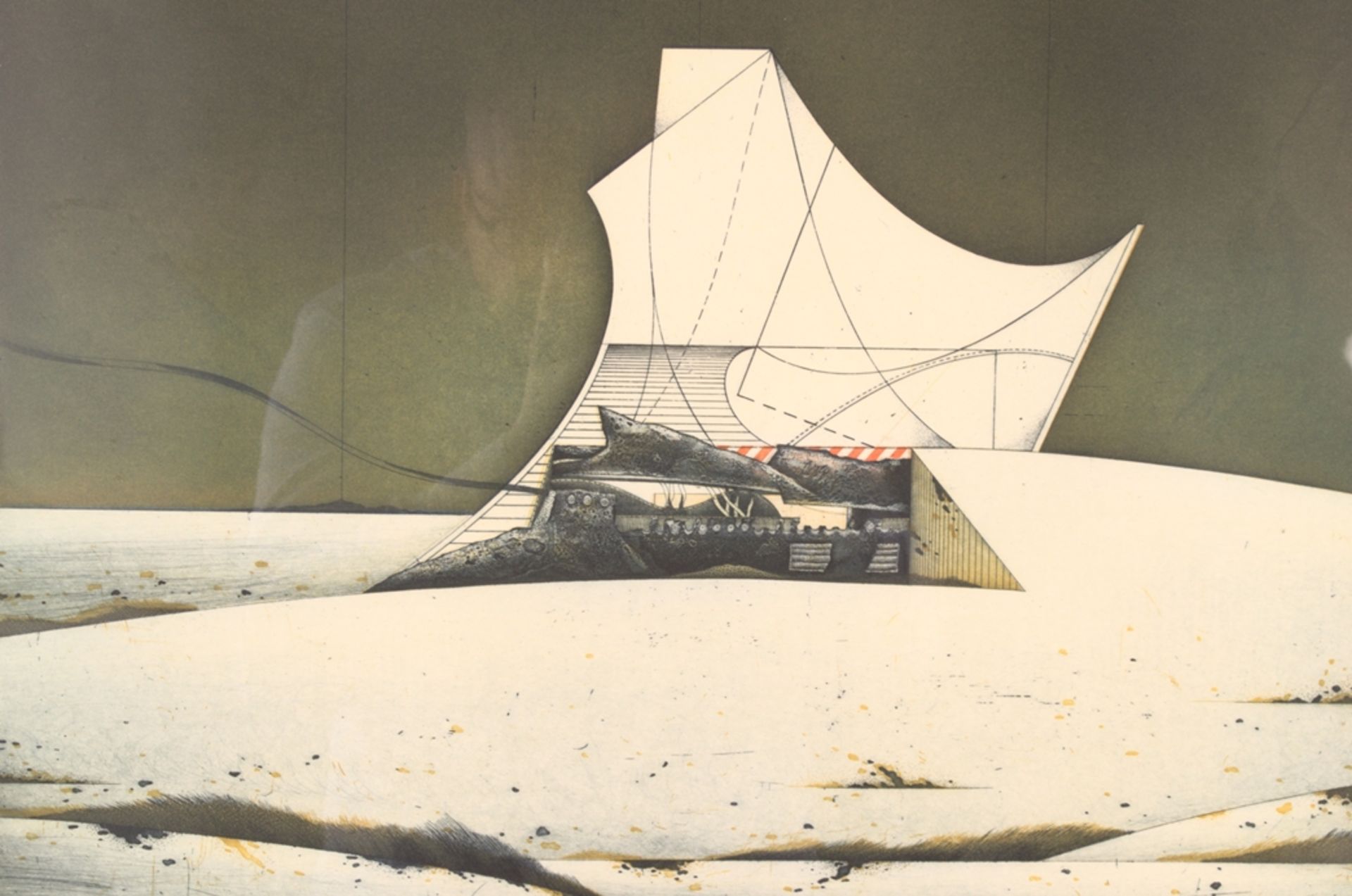 "Futuristische Komposition" des K. Nagaoka = Kunito Asama Nagaoka (geb. 1940), handsignierte - Image 2 of 6