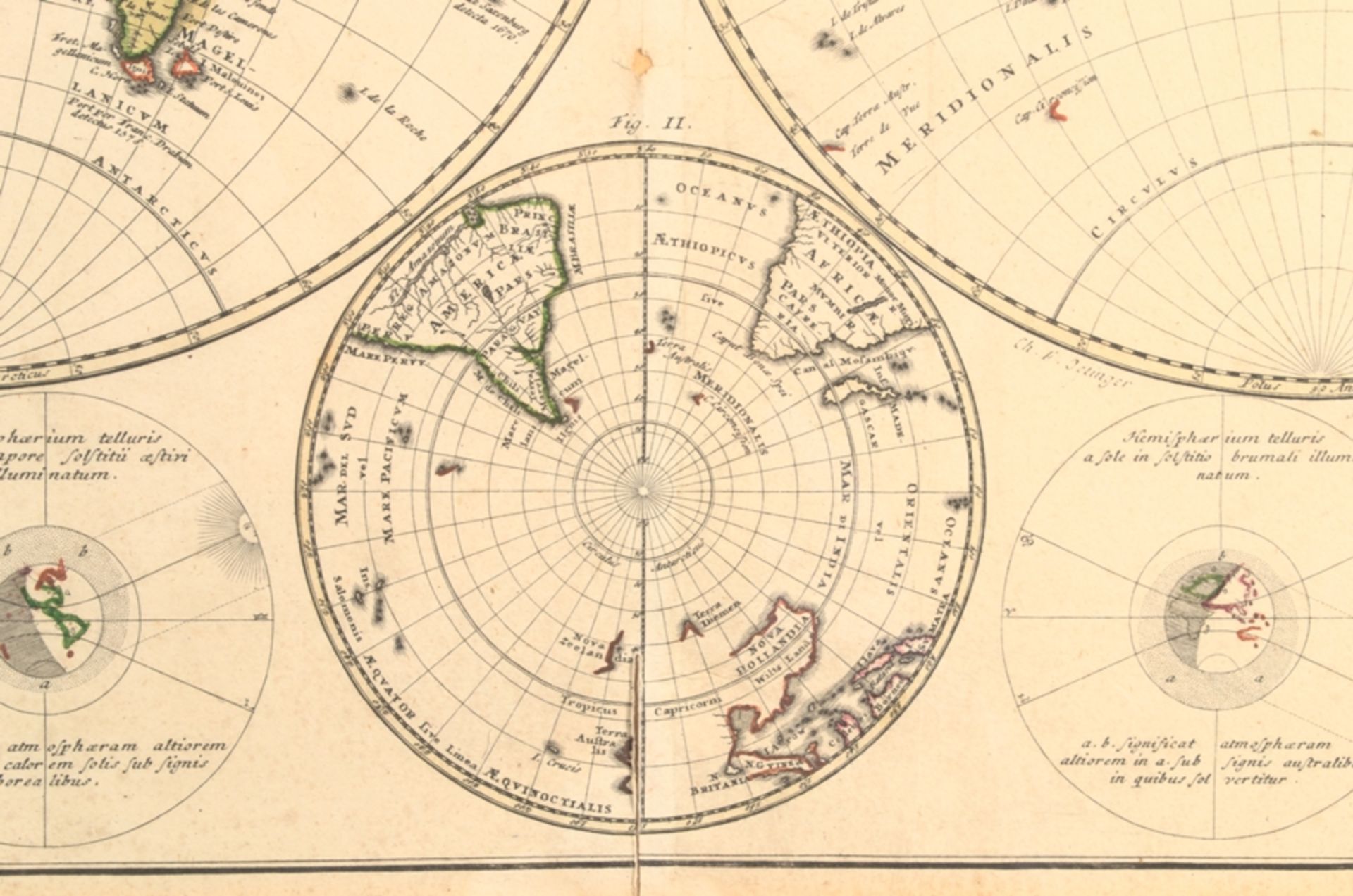 "PLANIGLOBII TERRESTRIS - MAPPE MONDE" - Kolorierte Kupferstichkarte des Johann Baptist Homann, - Image 8 of 8