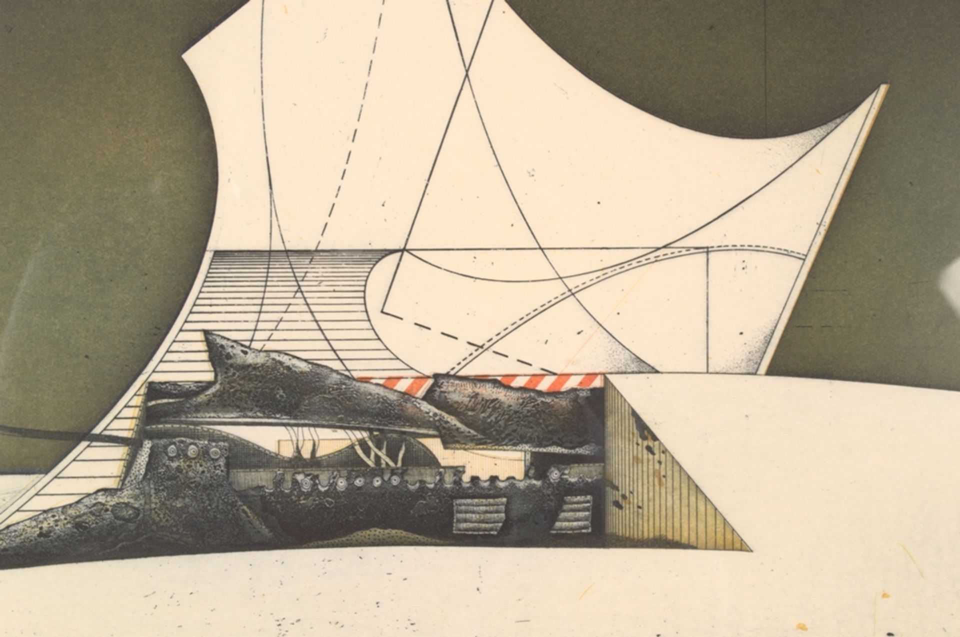 "Futuristische Komposition" des K. Nagaoka = Kunito Asama Nagaoka (geb. 1940), handsignierte - Image 5 of 6