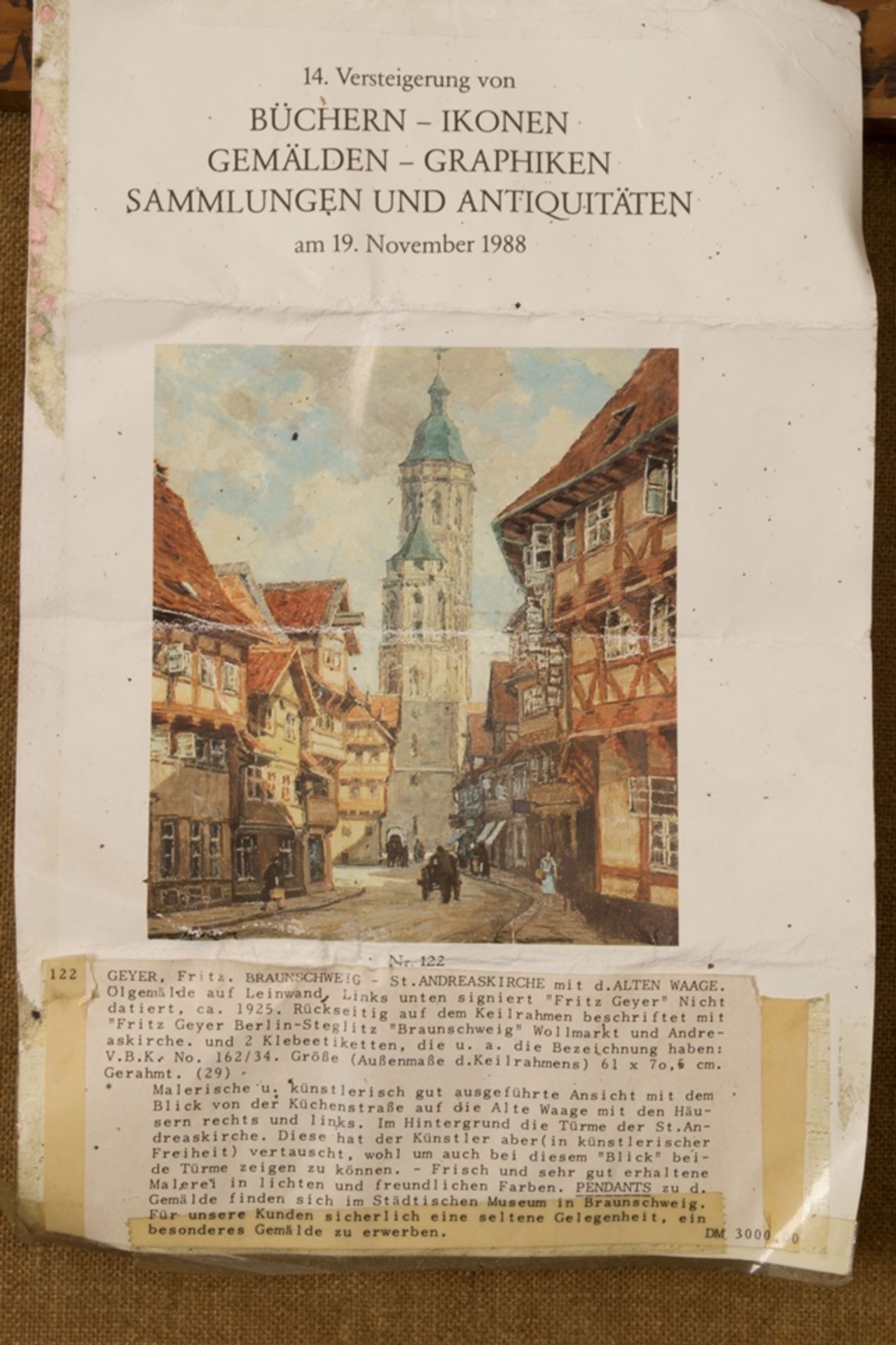 "Braunschweig: Wollmarkt und Andreaskirche" - Gemälde, Öl auf Leinwand, ca. 71 x 61 cm, links - Image 7 of 10