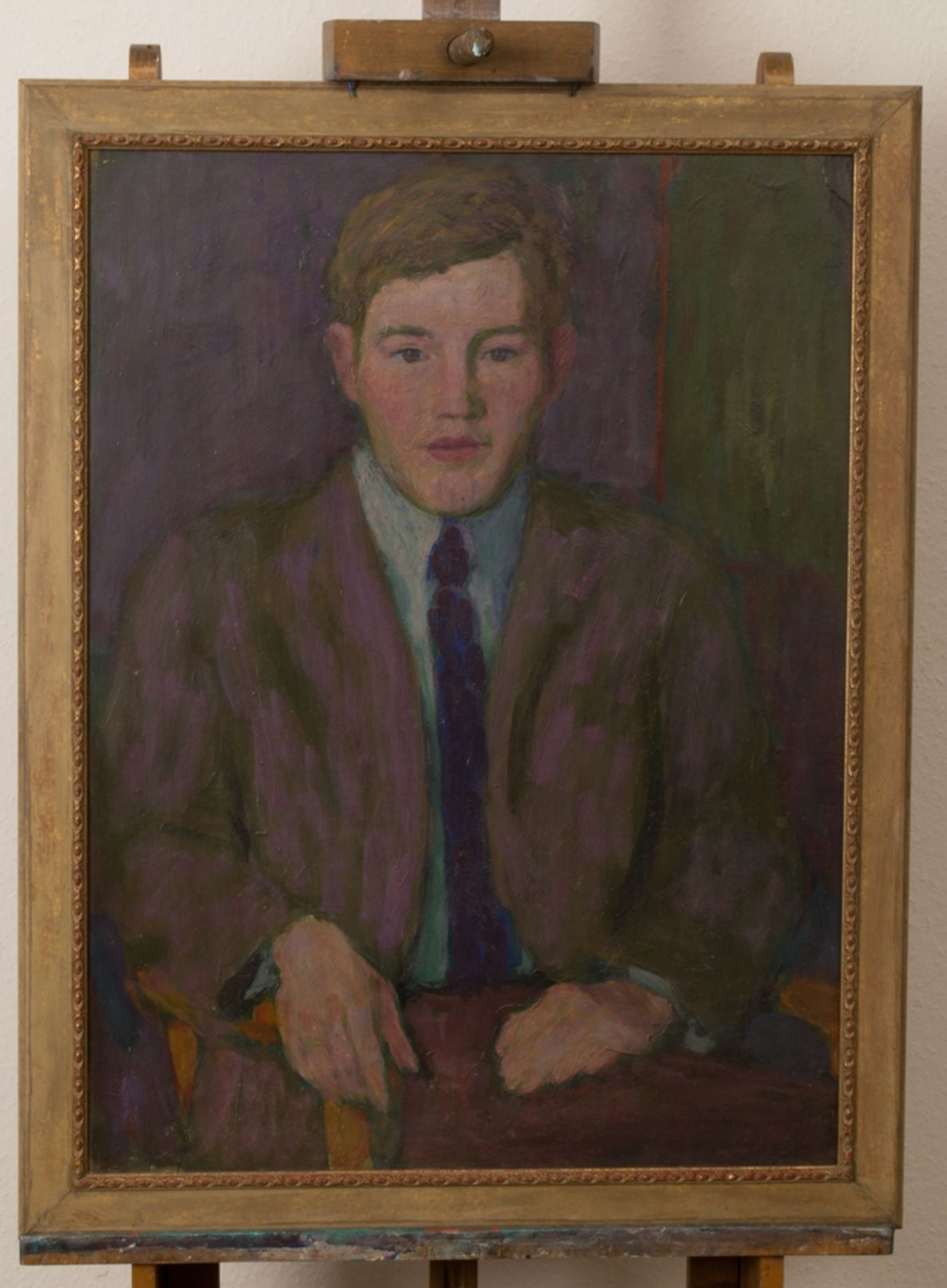 "Helmut" - Herrenporträt- Gemälde, Öl auf Hartfaserplatteca. 86 x 64 cm, unten rechts schwach