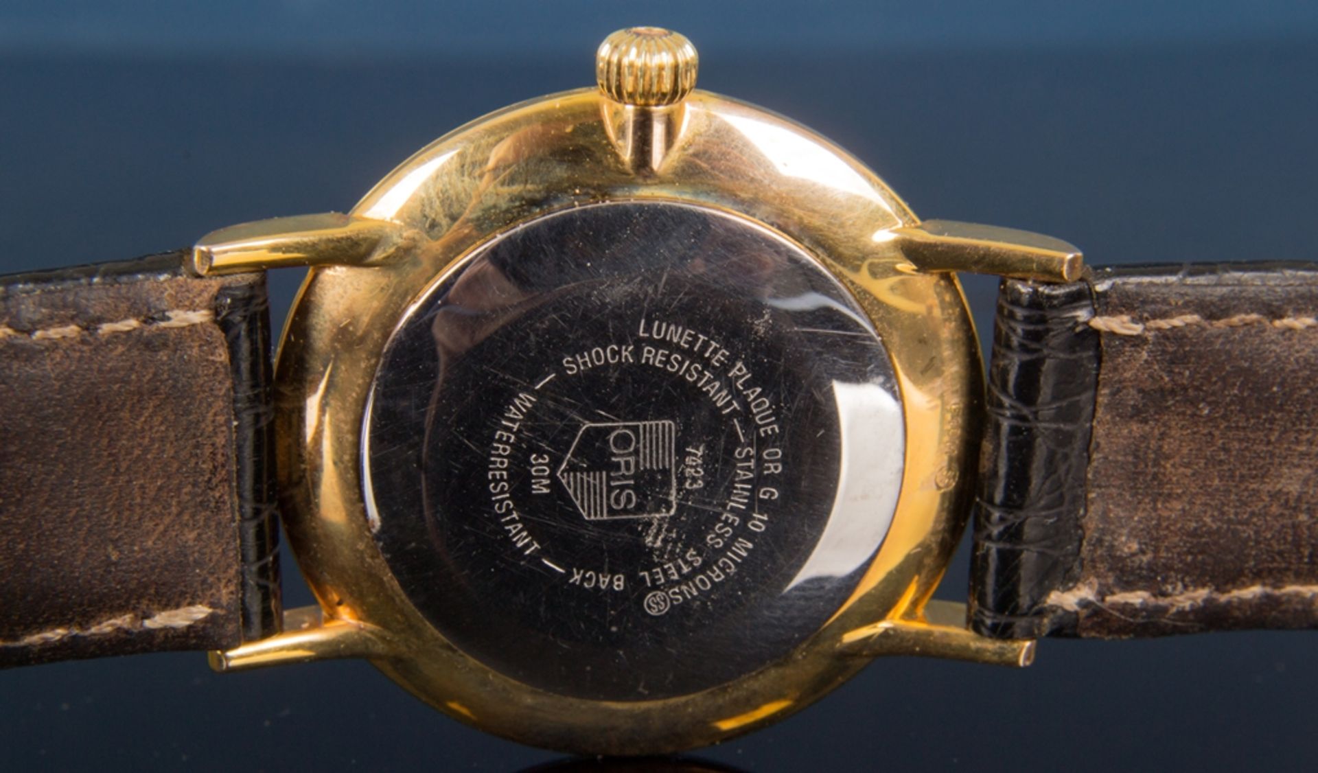 ORIS - mechanische Herrenarmbanduhr, vergoldetes Gehäuse, Handaufzug, Werk läuft an - wurde jedoch - Bild 3 aus 5