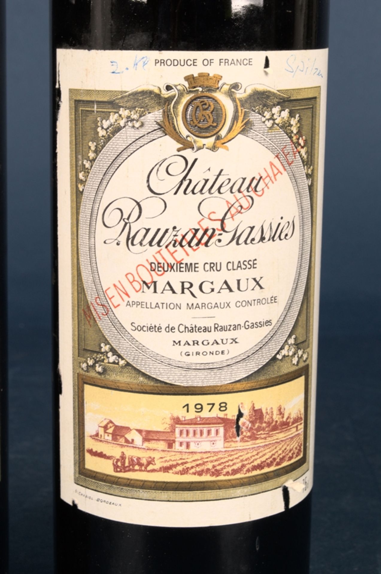 2 Flaschen Rotwein 1978er "Chateau Rauzan Gassies", 2eme Grand Cru Classe Margaux Bordeaux. - Bild 8 aus 9