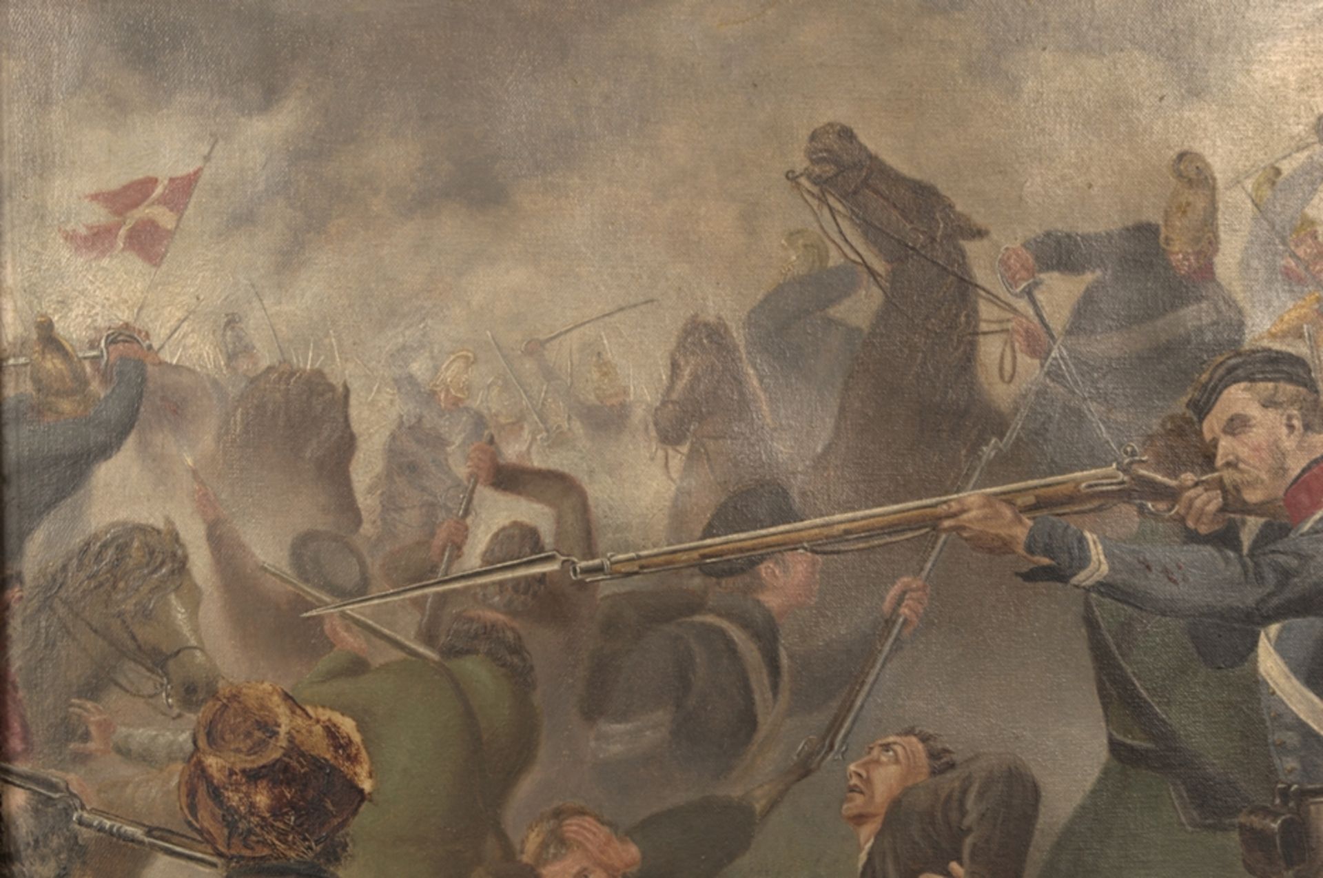 "Schlachtengemälde aus dem Deutsch-Dänischen Krieg von 1864" - Gemälde, Öl auf Leinwand, ca. 80 x - Bild 10 aus 15
