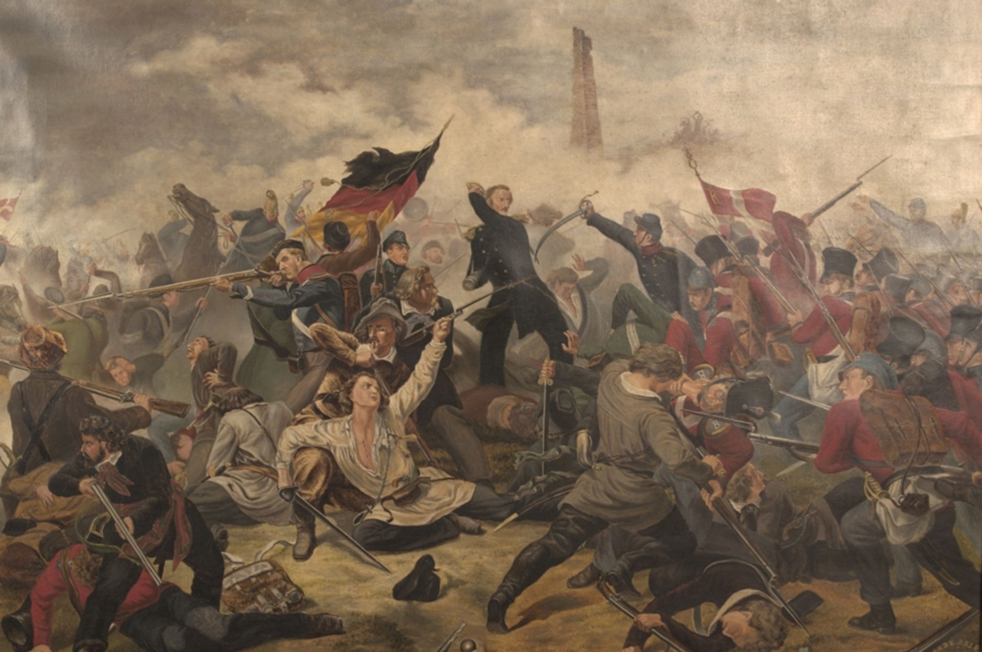 "Schlachtengemälde aus dem Deutsch-Dänischen Krieg von 1864" - Gemälde, Öl auf Leinwand, ca. 80 x - Bild 3 aus 15