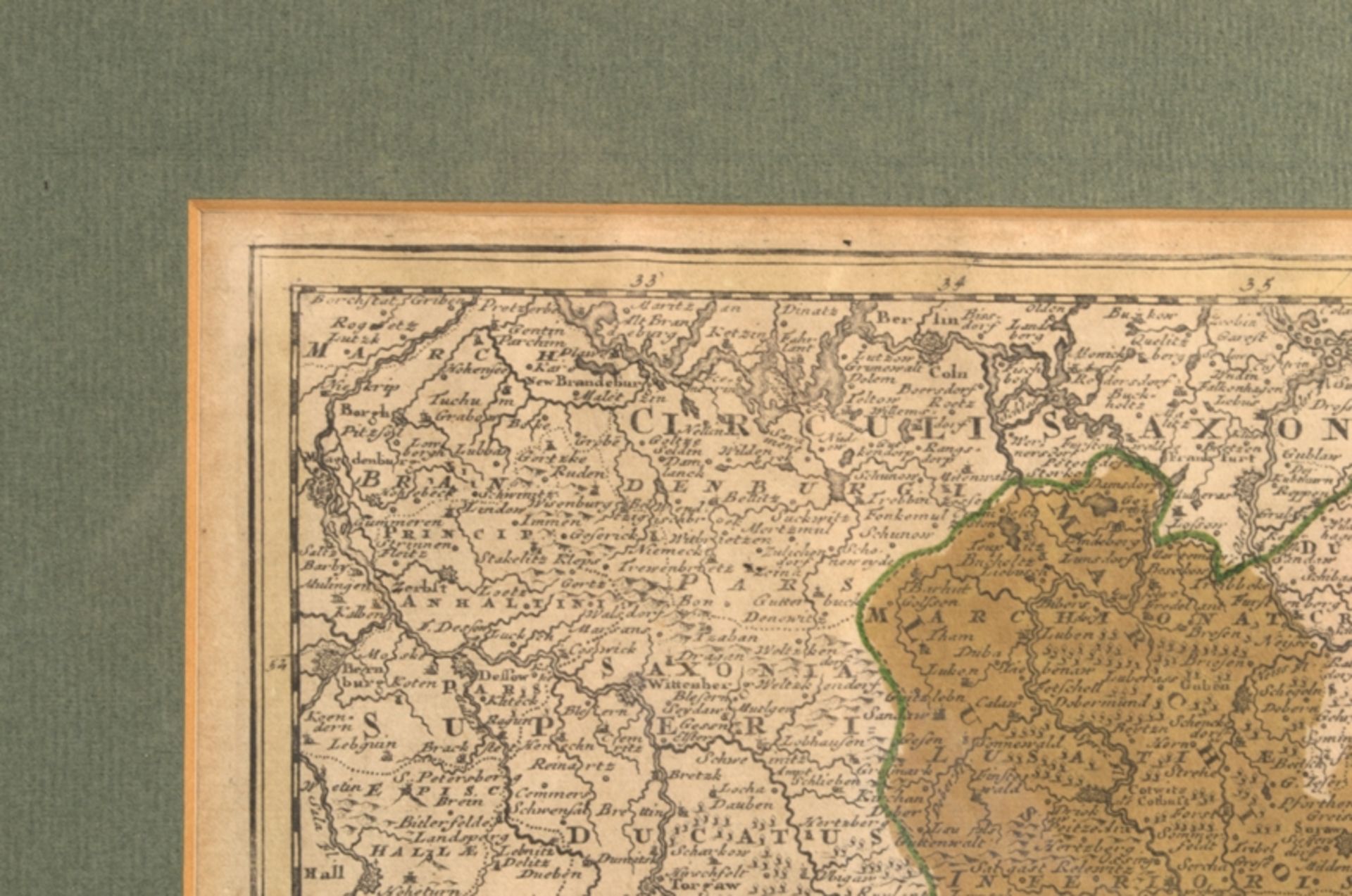 "REGNUM BOHEMIA", handkolorierte Kupferstichkarte des Michael Kauffer (1673 - 1766), 17./18. - Image 7 of 8