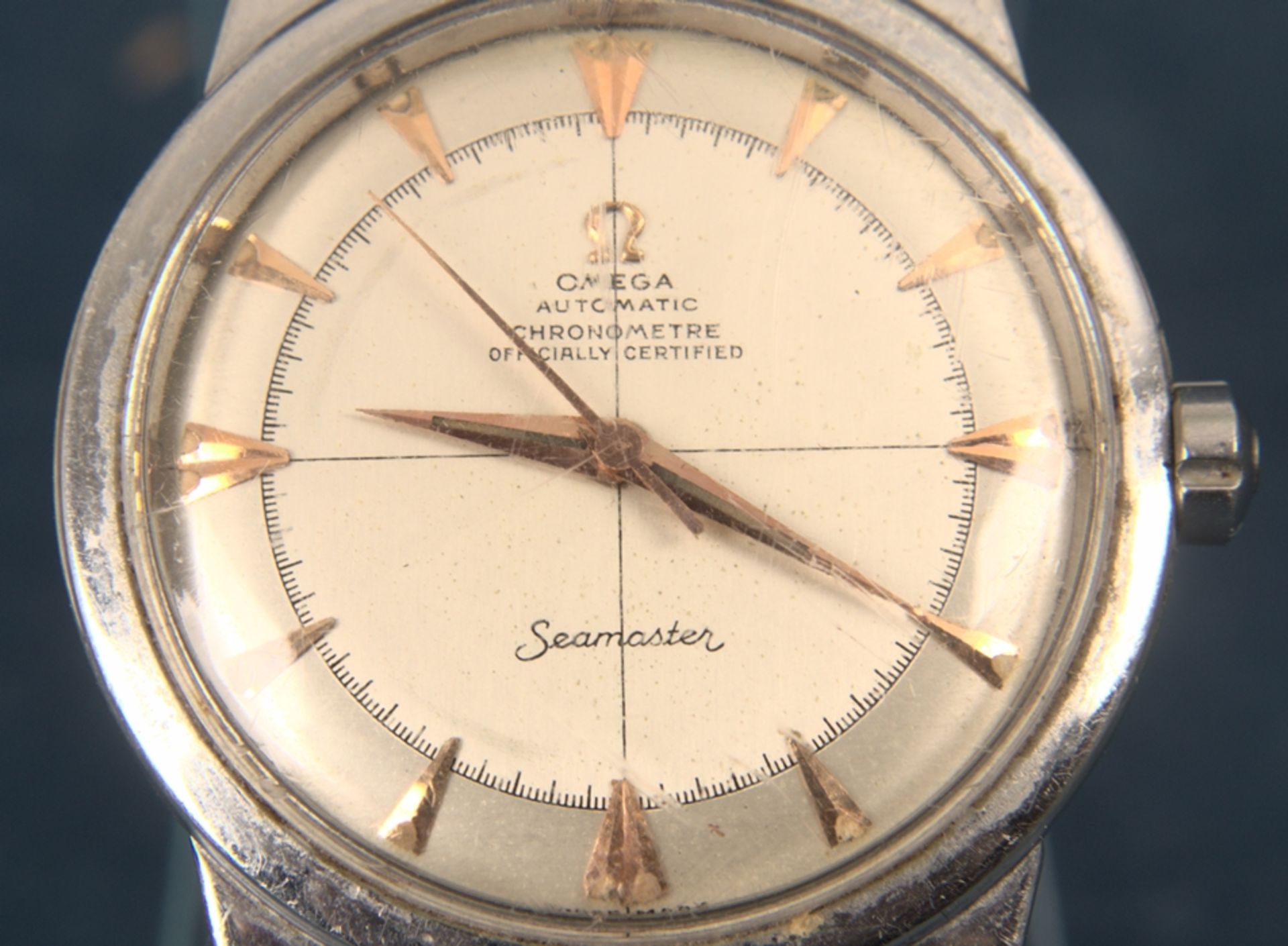 OMEGA SEAMASTER AUTOMATIC "VINTAGE" Herrenarmbanduhr der 1950er Jahre, Stahl, pfeilförmige - Bild 3 aus 9