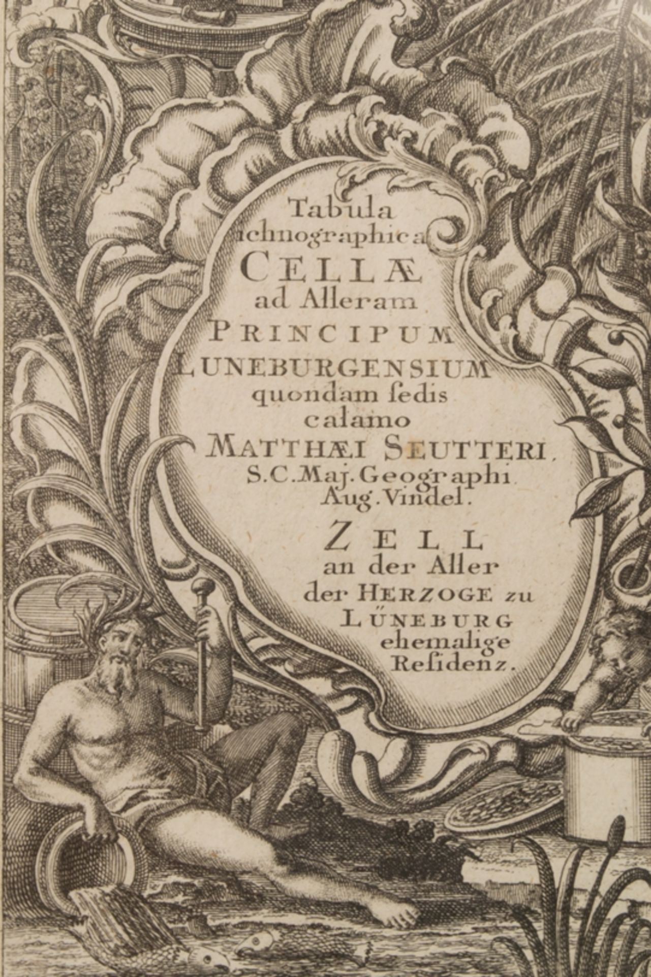 Antike Kupferstichkarte bez. "TABULA ICHNOGRAPHIE CELLAE am Allerarm...". 18. Jhd, handkolorierter - Image 7 of 8