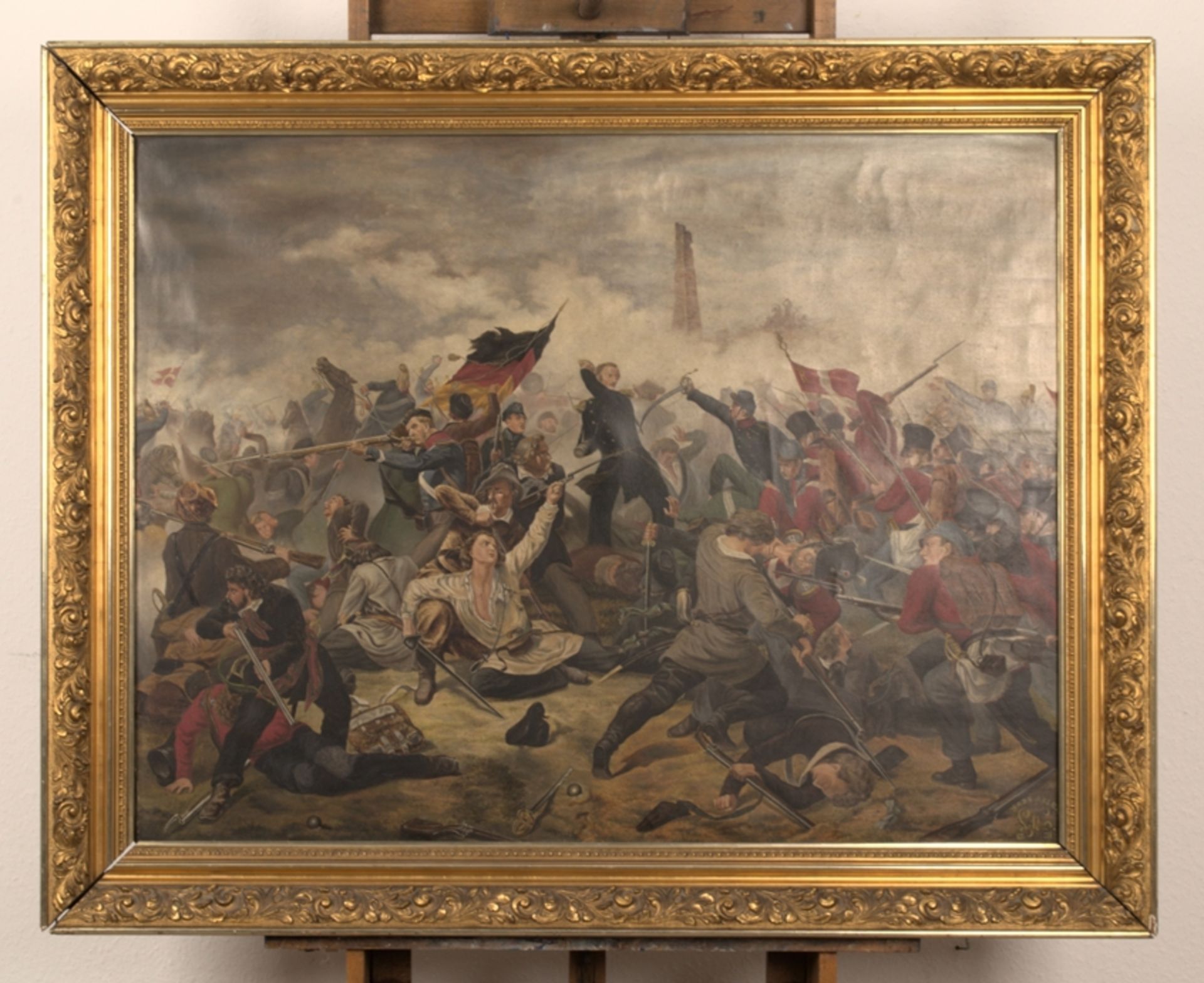 "Schlachtengemälde aus dem Deutsch-Dänischen Krieg von 1864" - Gemälde, Öl auf Leinwand, ca. 80 x