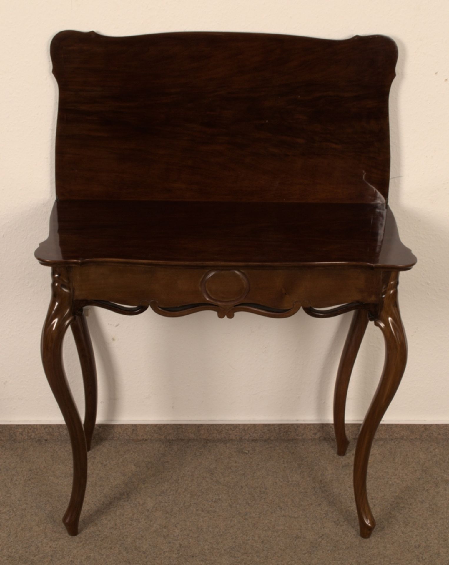 Konsoltisch/Spieltisch. Louis Philippe um 1900, Nussbaum massiv & furniert, ältere Restauration, - Image 5 of 10