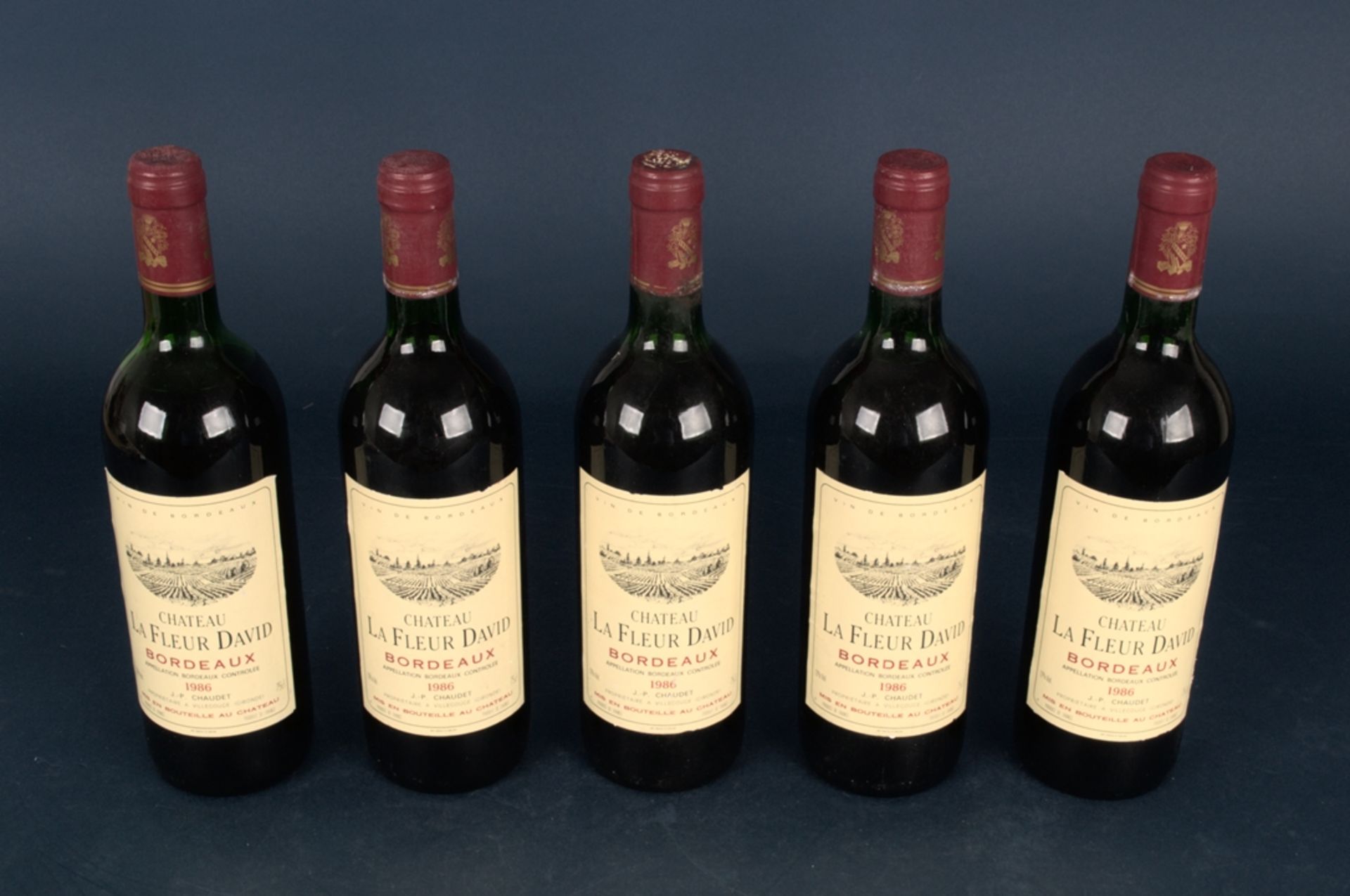 5 Flaschen Rotwein 1986er "Chateau La Fleur David " - Bordeaux. Leicht differierende Füllstände; 0, - Image 12 of 21