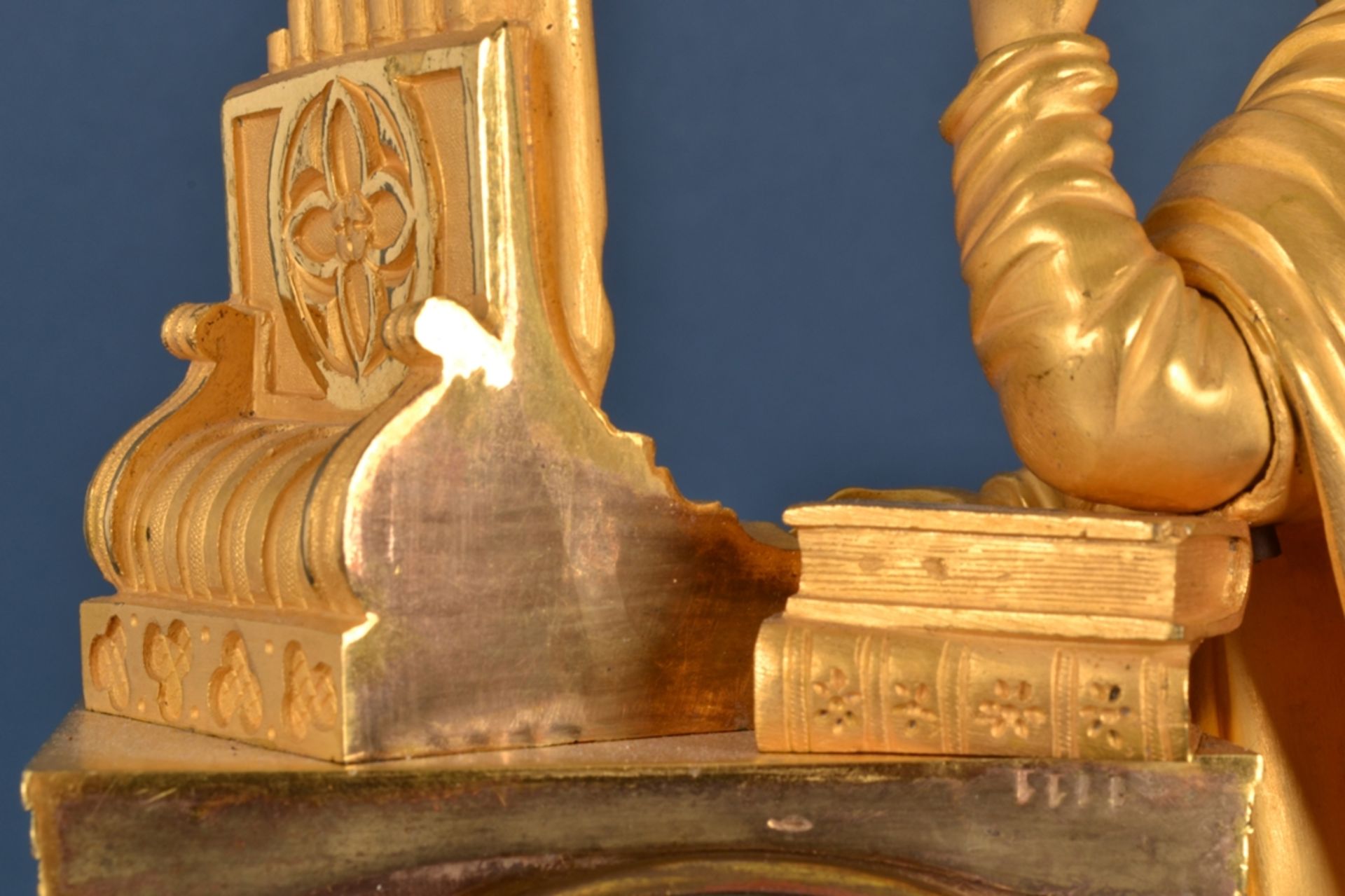 Antike französische Pendule/Kaminuhr um 1880/1900. Matt & glanzvergoldetes Gehäuse von - Image 14 of 21
