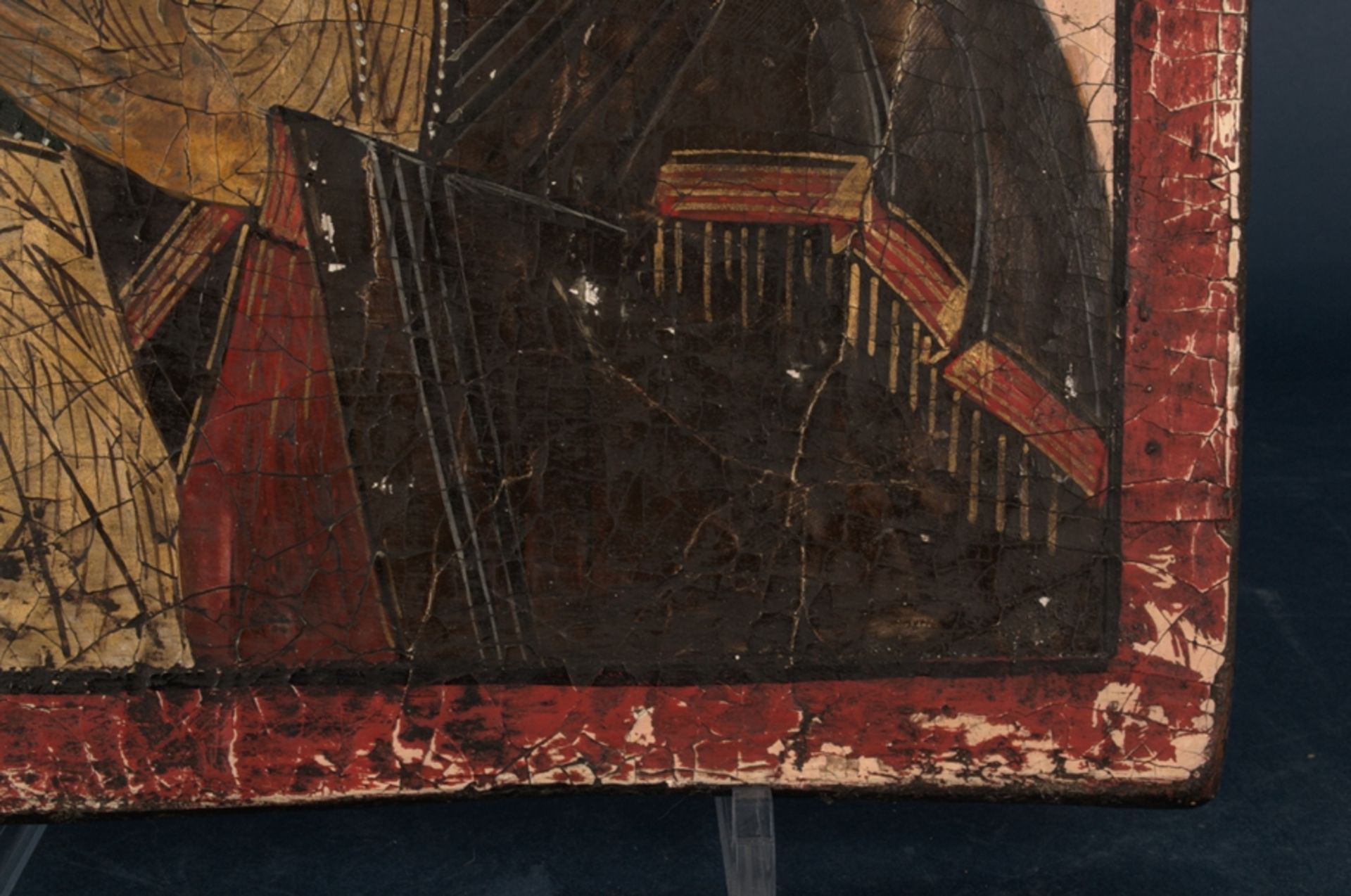 Alte oder antike, wohl griechische Ikone, 19./20. Jhd., Holztafel ca. 36,5 x 30 cm. "Maria mit dem - Bild 6 aus 14