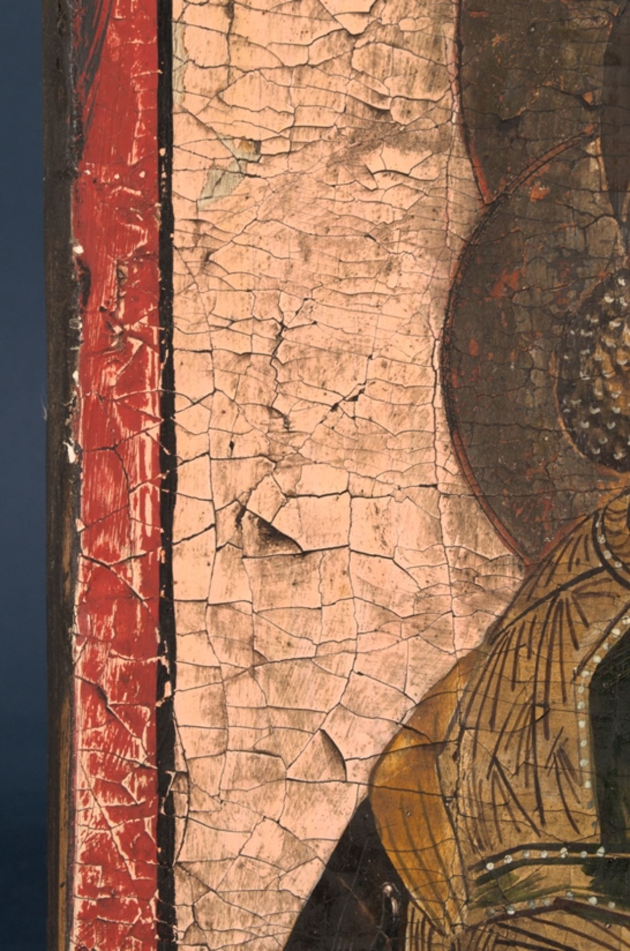 Alte oder antike, wohl griechische Ikone, 19./20. Jhd., Holztafel ca. 36,5 x 30 cm. "Maria mit dem - Bild 4 aus 14