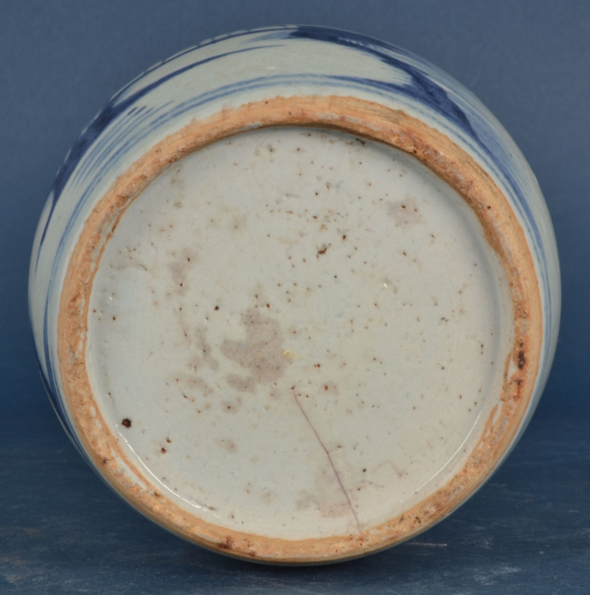 Antiker, chinesischer Ingwer-Jar/Ingwer-Topf. Blau-grauer Landschaftsdekor, alter vom Boden in die - Bild 6 aus 12